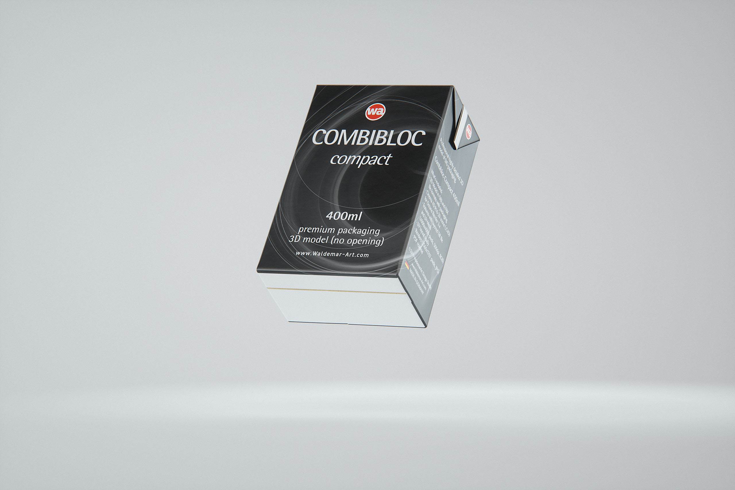 SIG combiBloc Compact 400ml with perforation, straw hole and no opening packaging 3D model