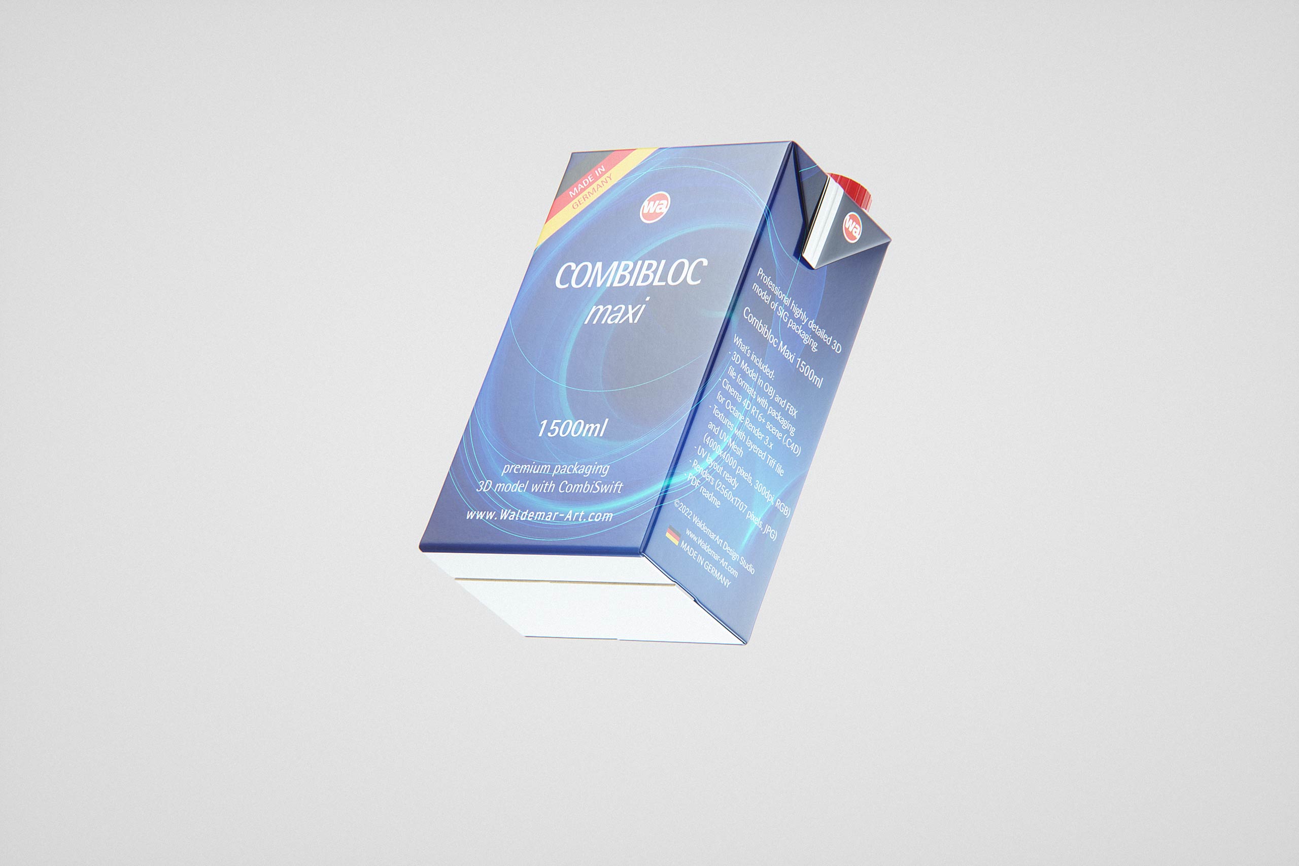 SIG CombiBloc Maxi 1500ml carton packaging 3d model with CombiSwift