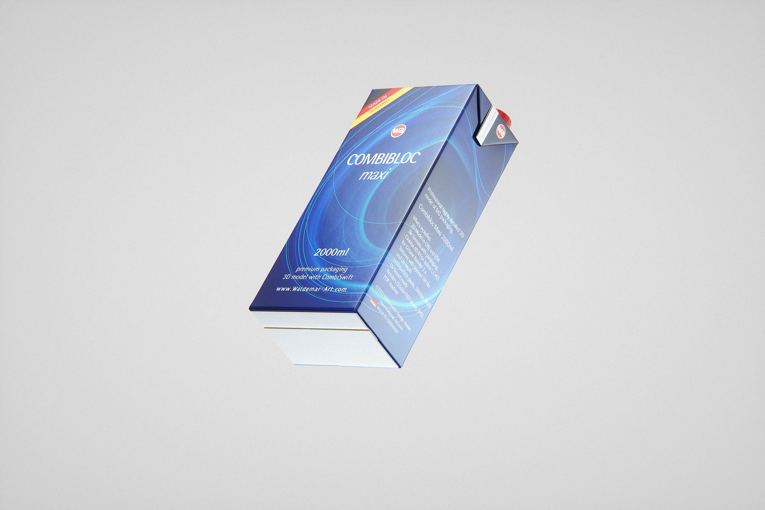 SIG CombiBloc Maxi 2000ml carton packaging 3d model with CombiSwift