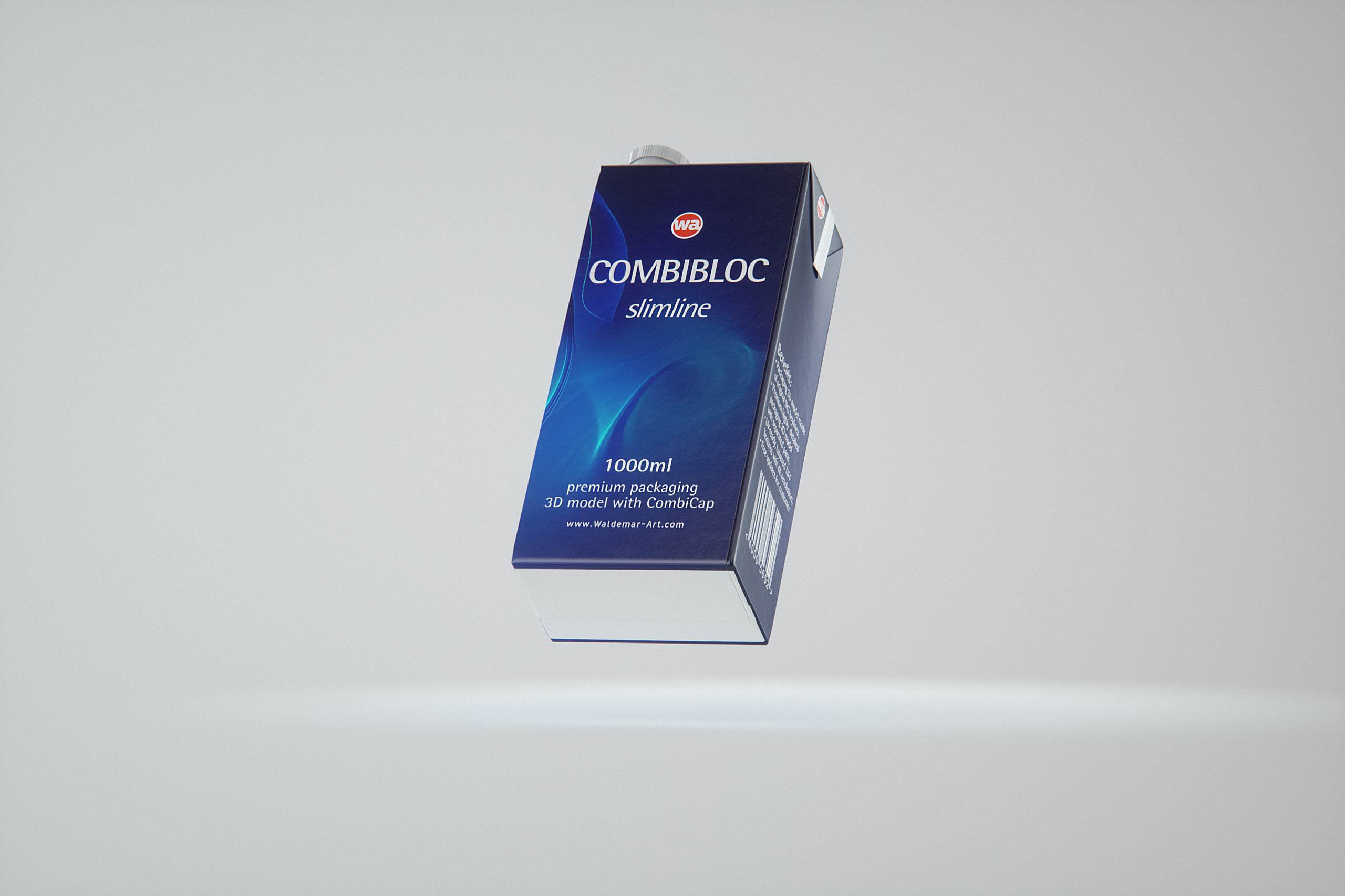 SIG Combibloc Slimline 1000ml with  tethered cap CombiCap Packaging 3D model