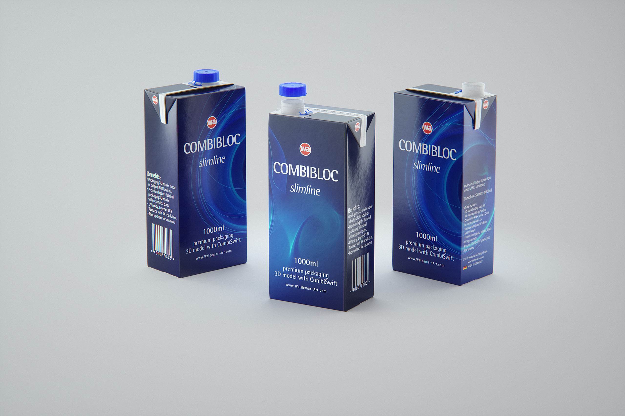 SIG Combibloc Slimline 1000ml with combiSwift Packaging 3D model