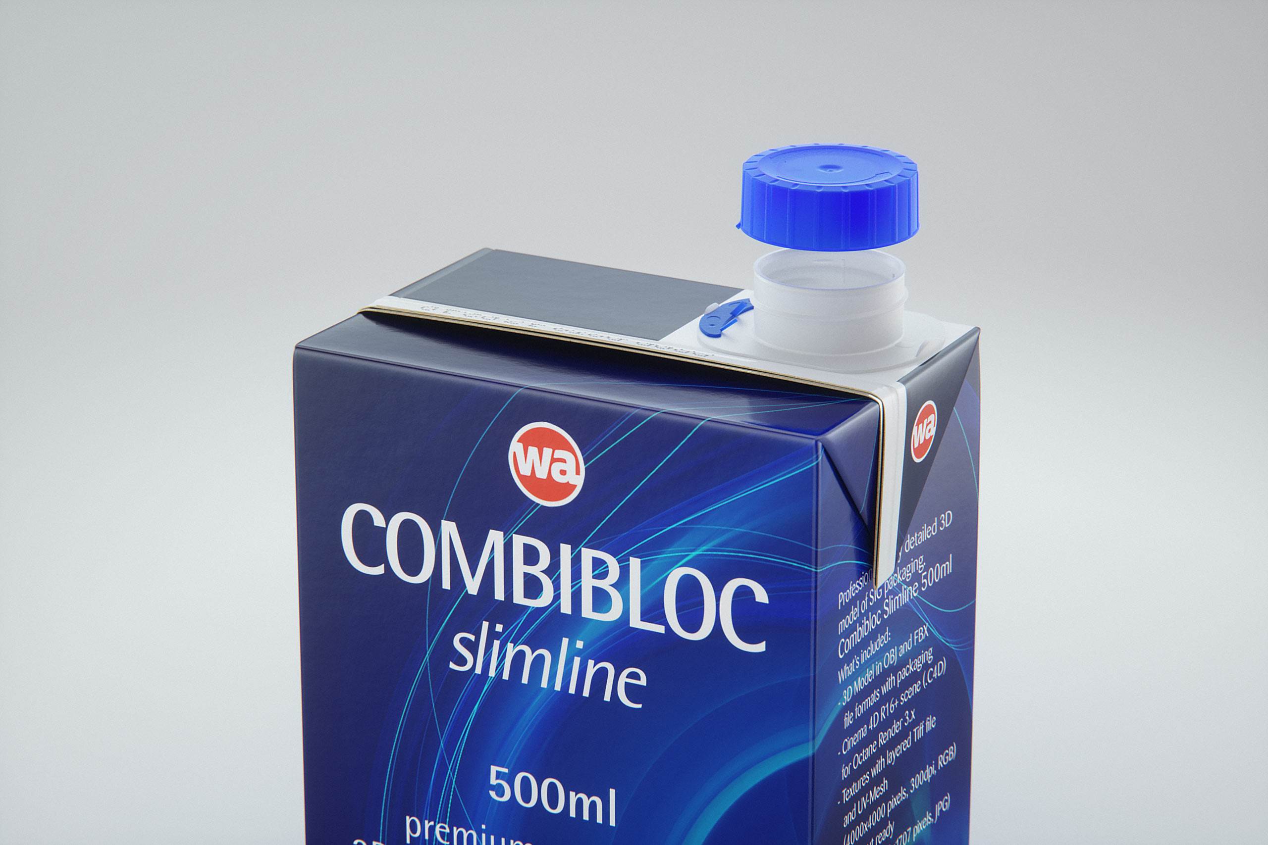 3D model of the SIG Combibloc Slimline 500ml packaging with combiSwift