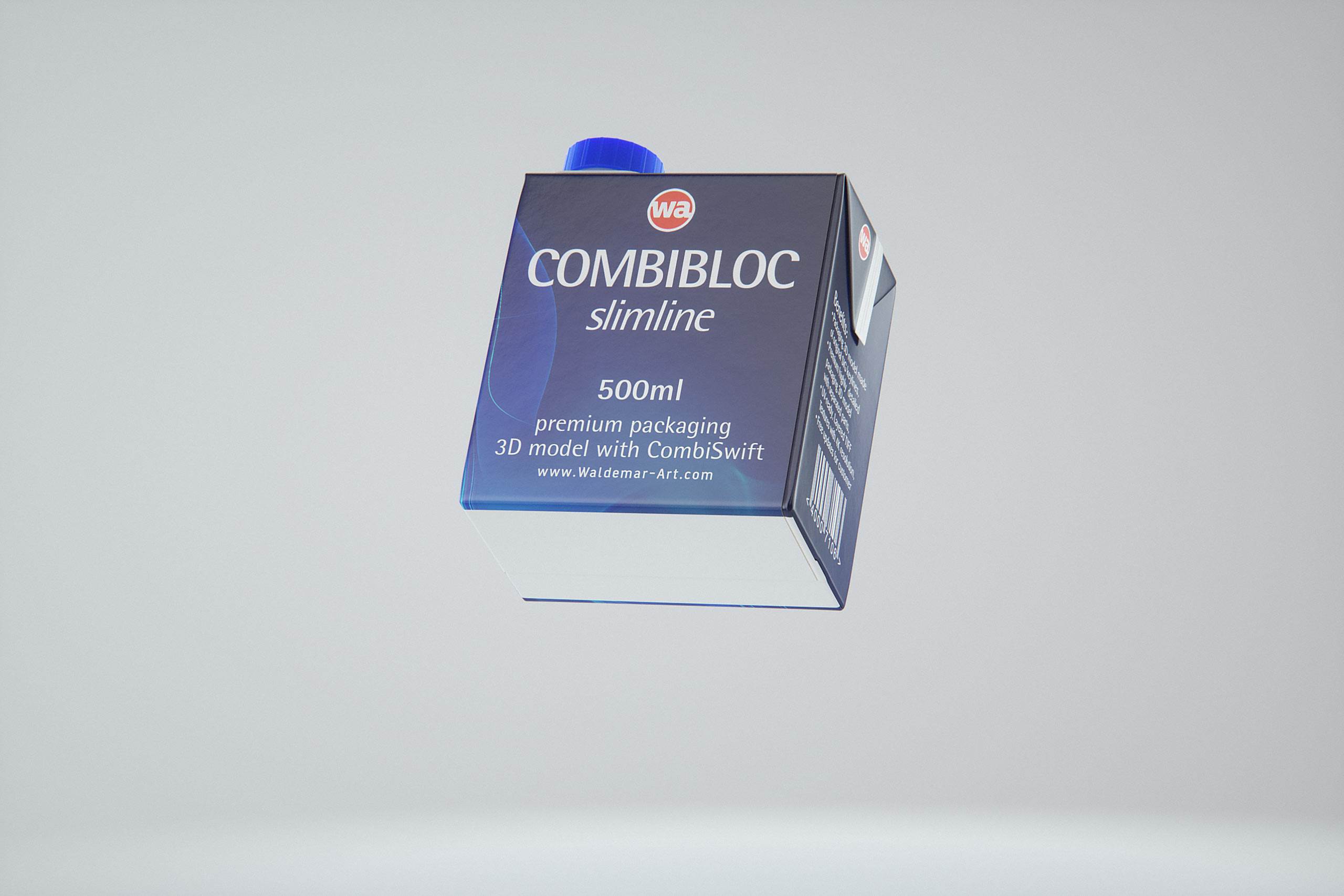 3D model of the SIG Combibloc Slimline 500ml packaging with combiSwift