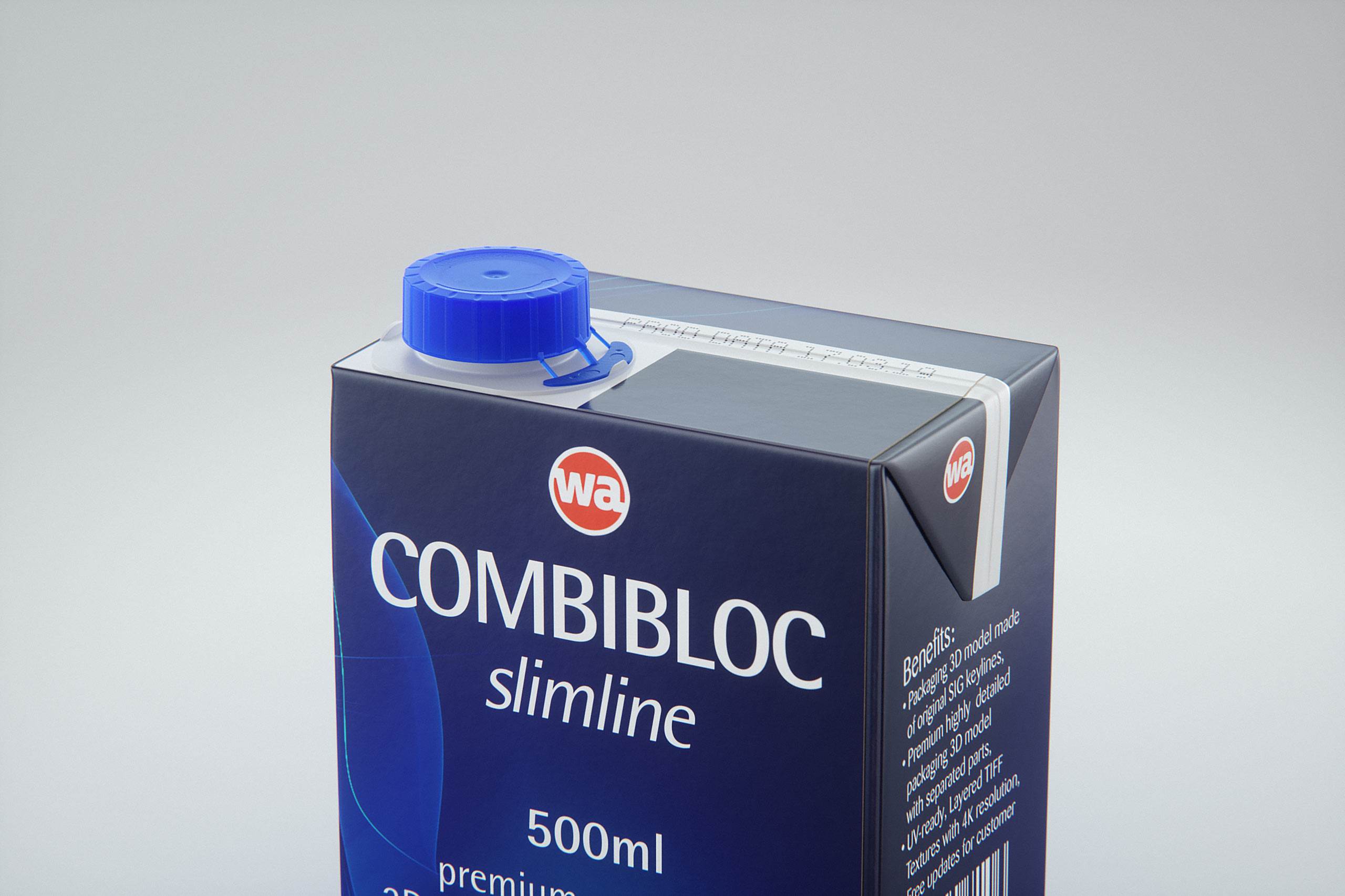 3D model of the SIG Combibloc Slimline 500ml packaging with combiSwift