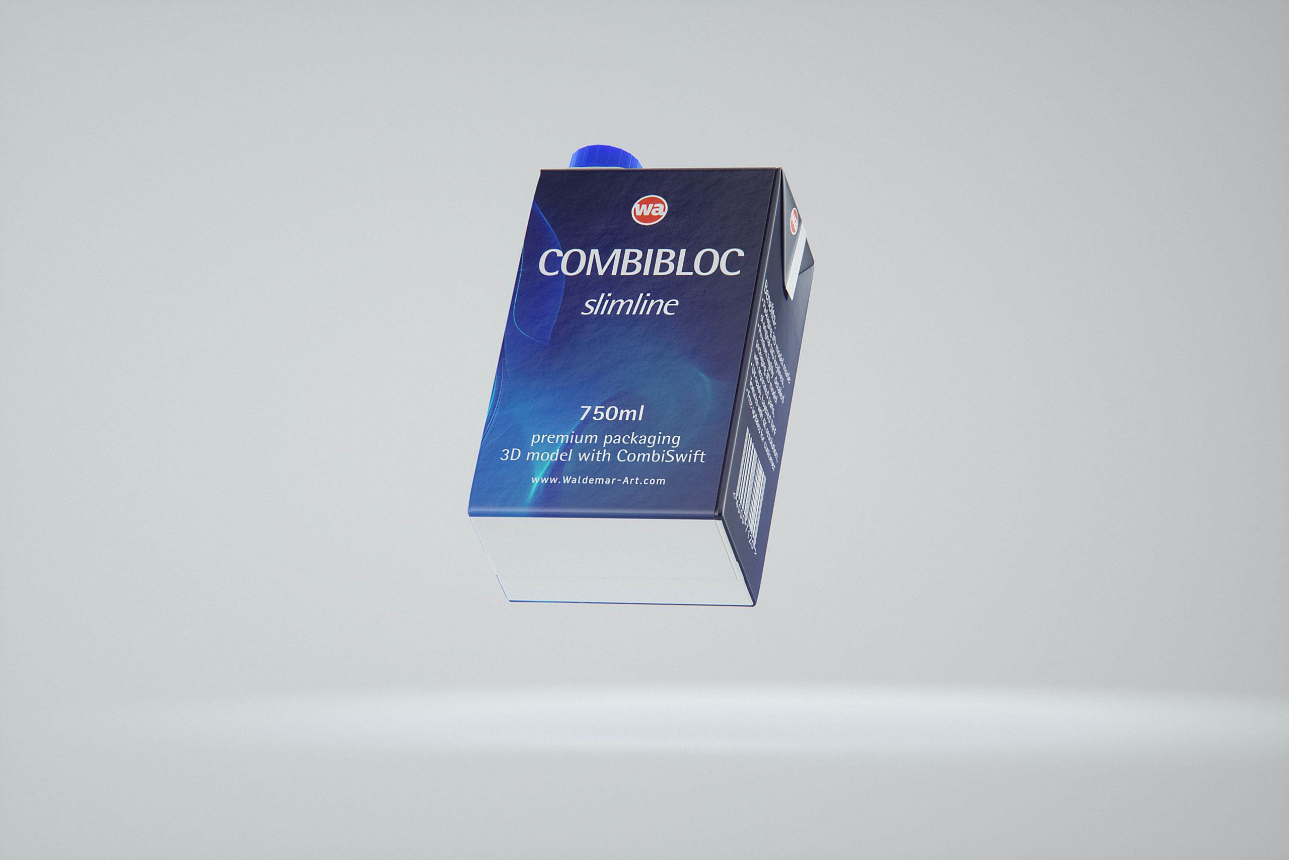 Packaging 3D model of the SIG Combibloc Slimline 750ml with combiSwift
