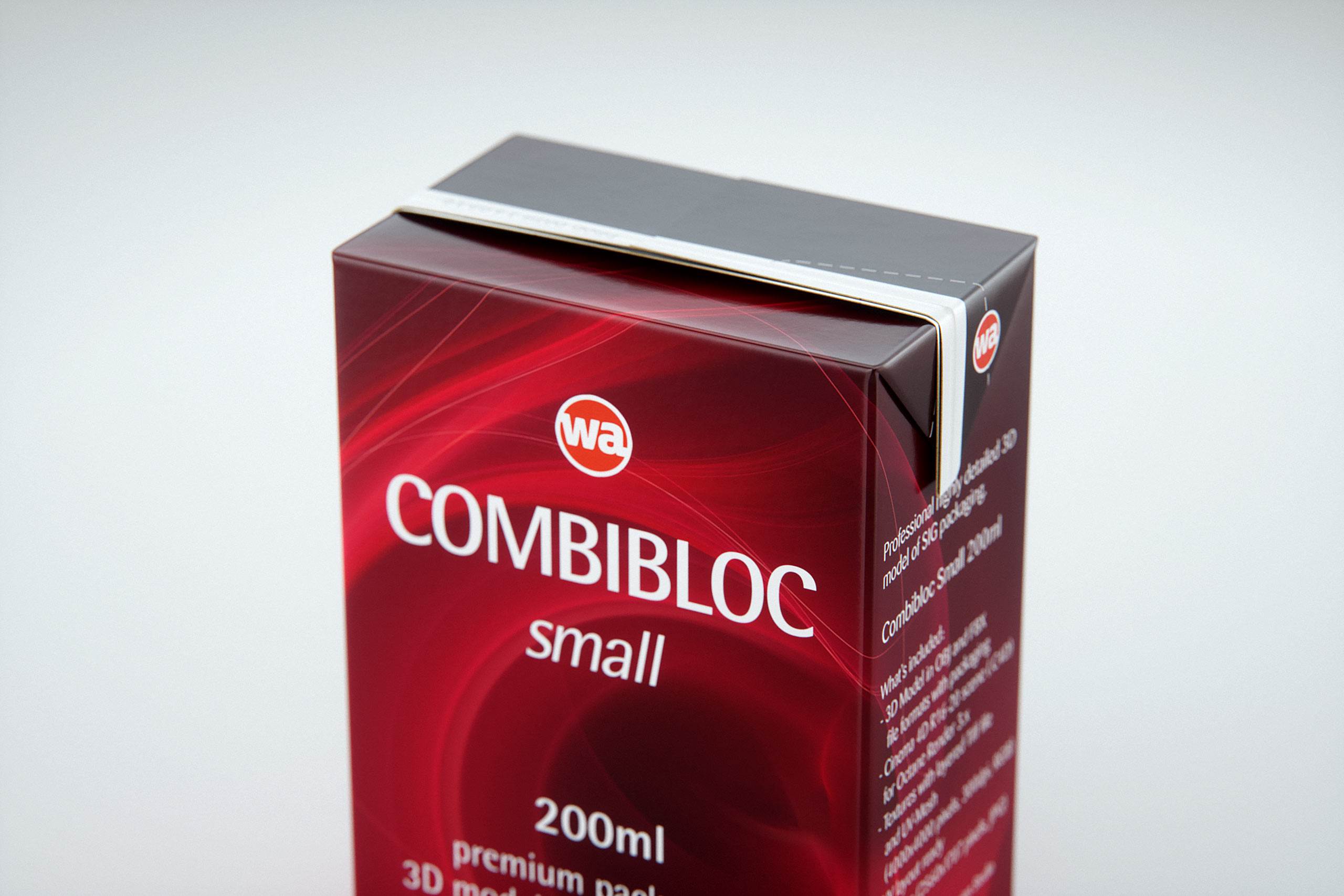 SIG CombiBloc Small 200ml with perforation and a straw hole packaging 3D model pak