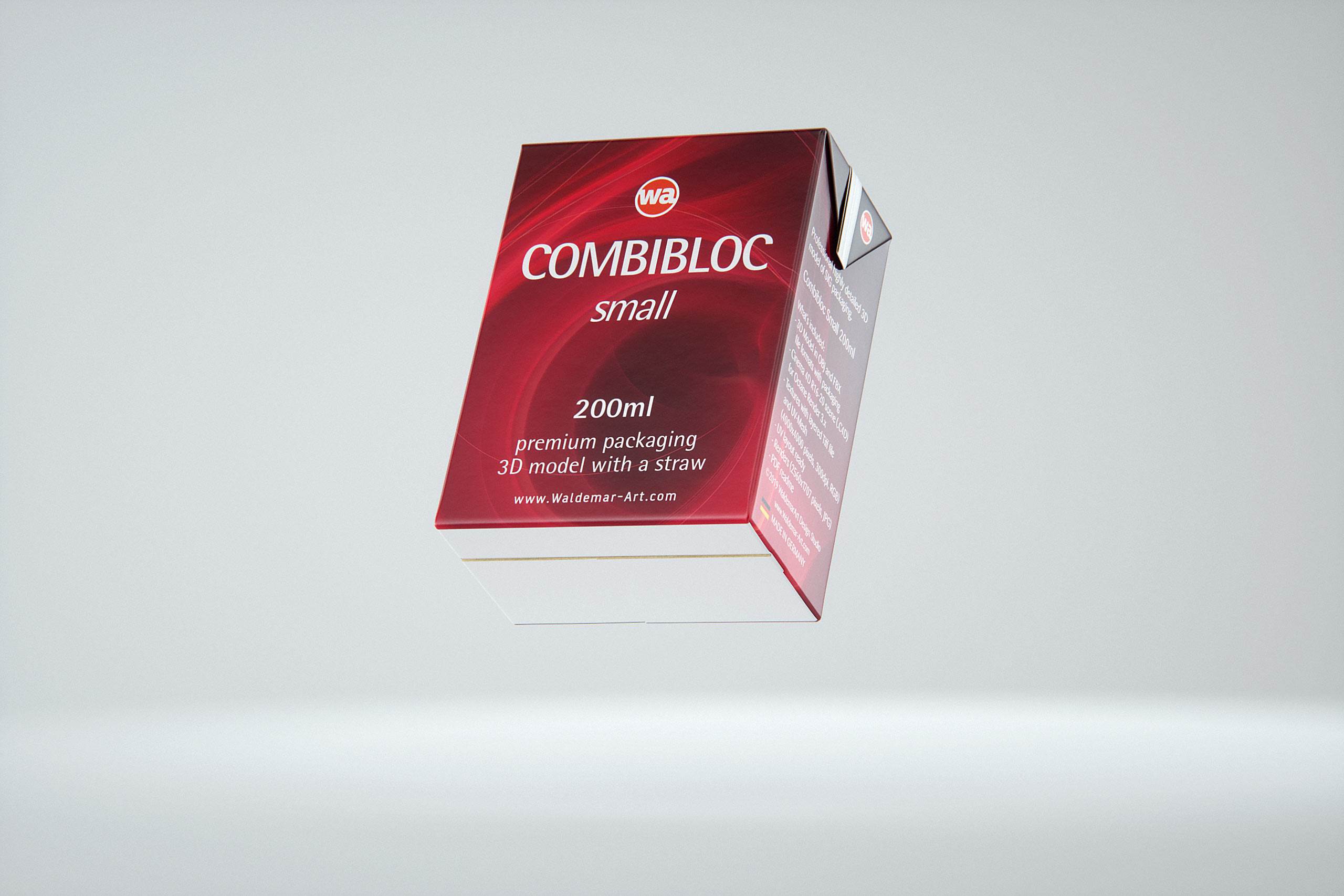 SIG CombiBloc Small 200ml with perforation and a straw hole packaging 3D model pak