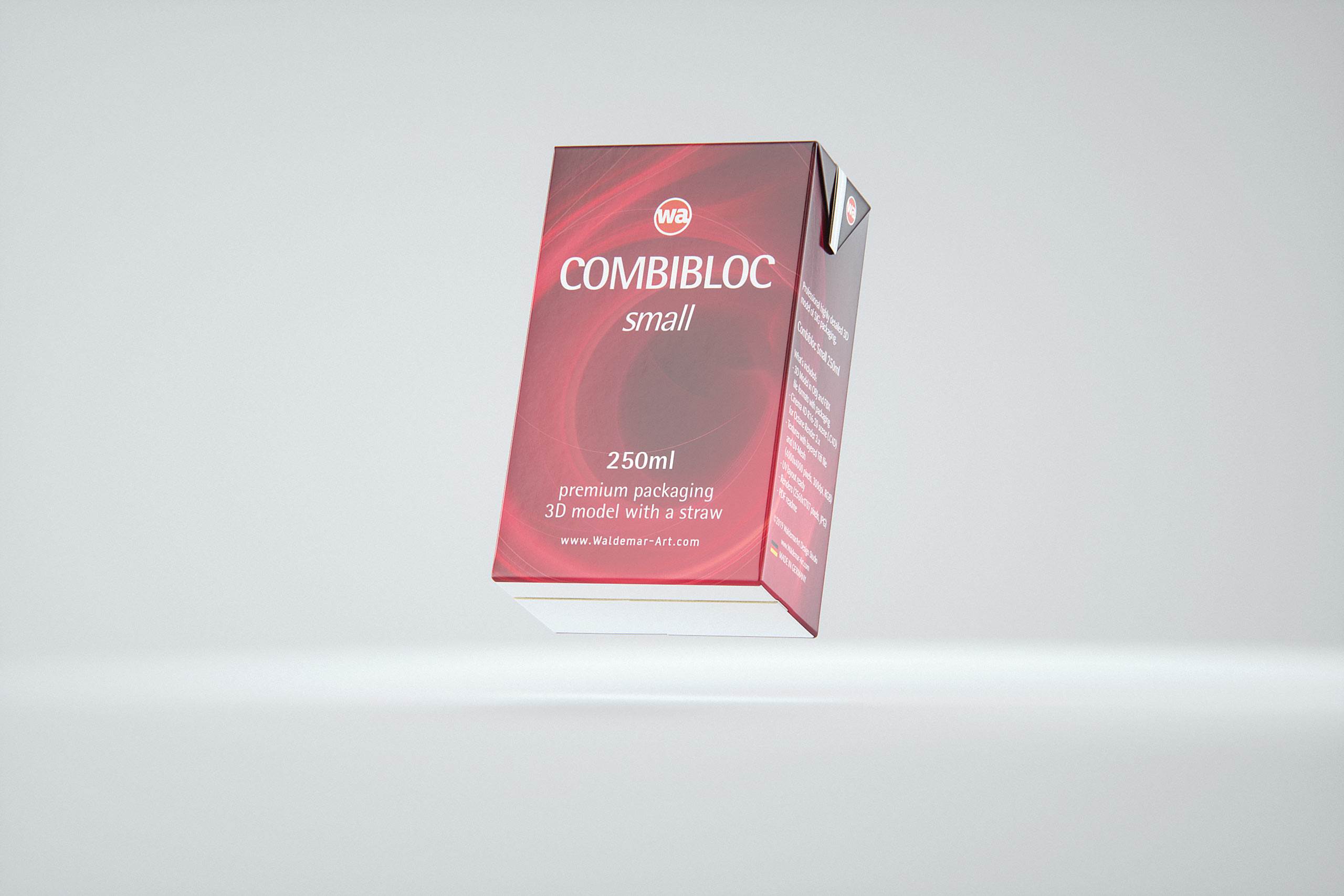 SIG CombiBloc Small 250ml with perforation and a straw hole packaging 3D model pak