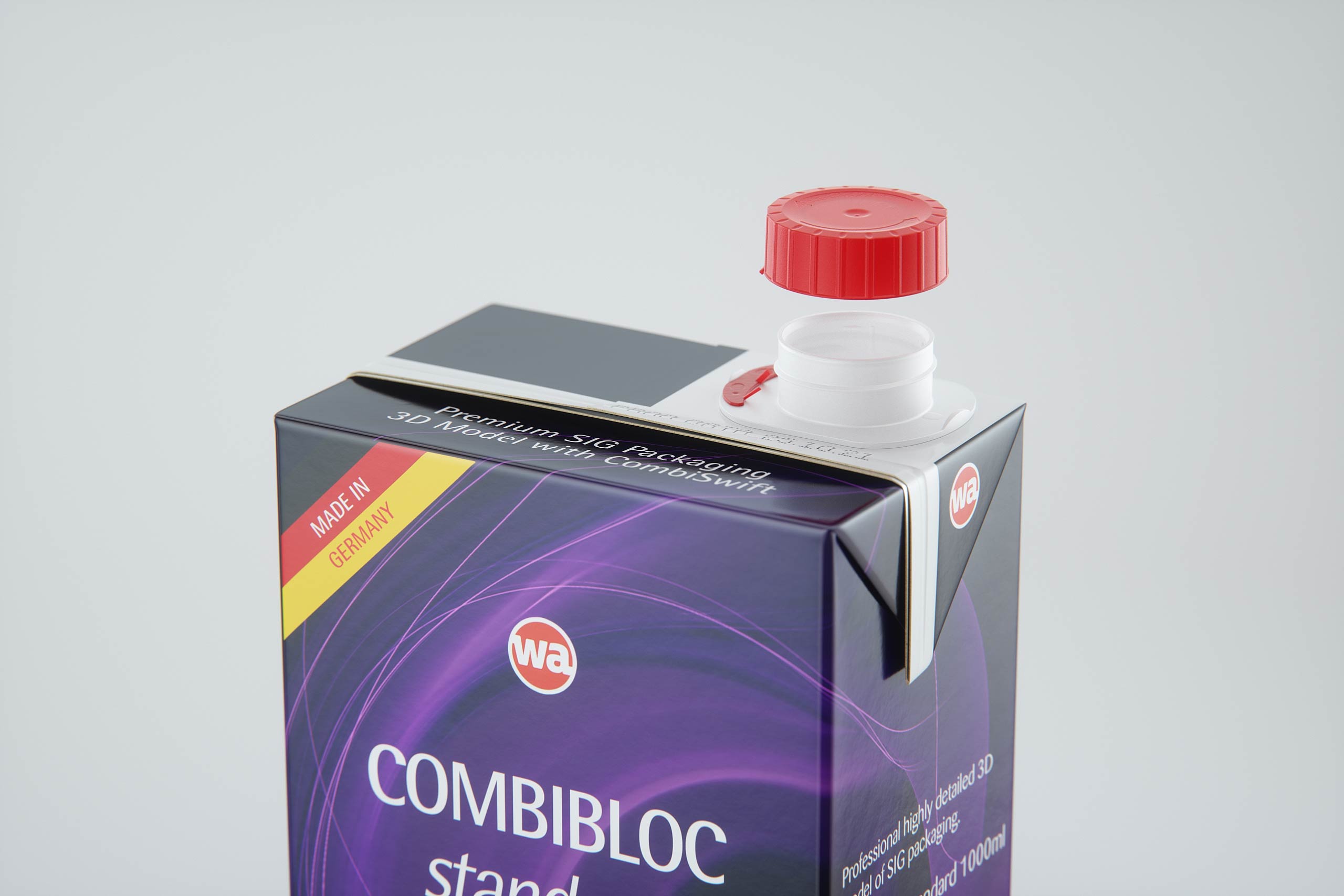 SIG Combibloc Standard 1000ml carton packaging 3d model with CombiSwift closure