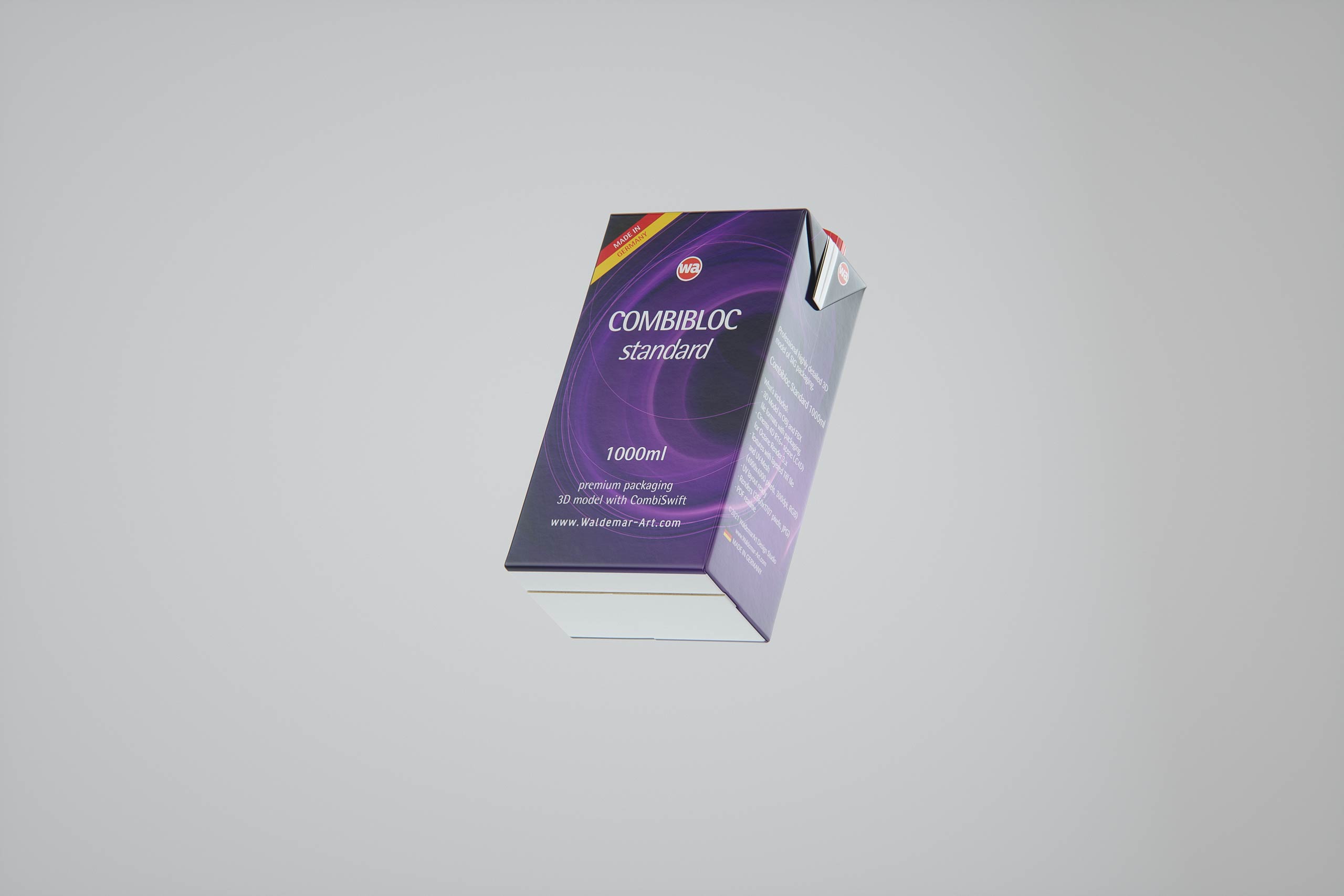SIG Combibloc Standard 1000ml carton packaging 3d model with CombiSwift closure