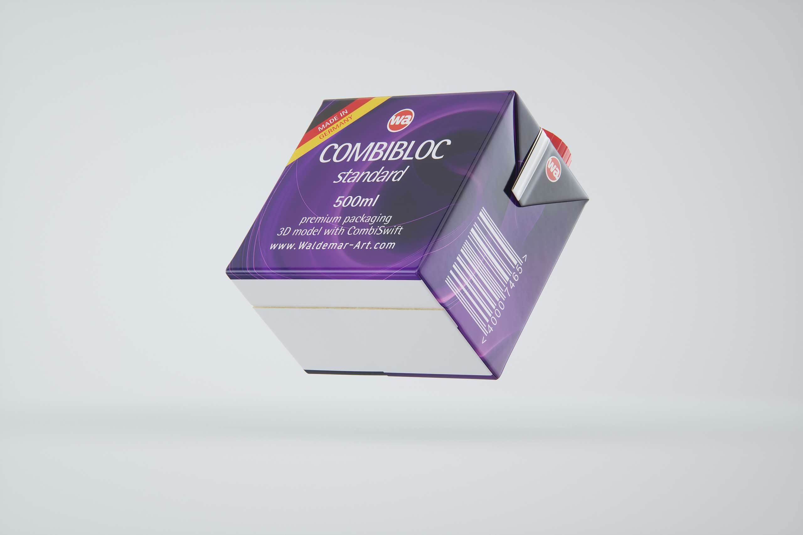 SIG Combibloc Standard 500ml packaging 3d model with CombiSwift closure