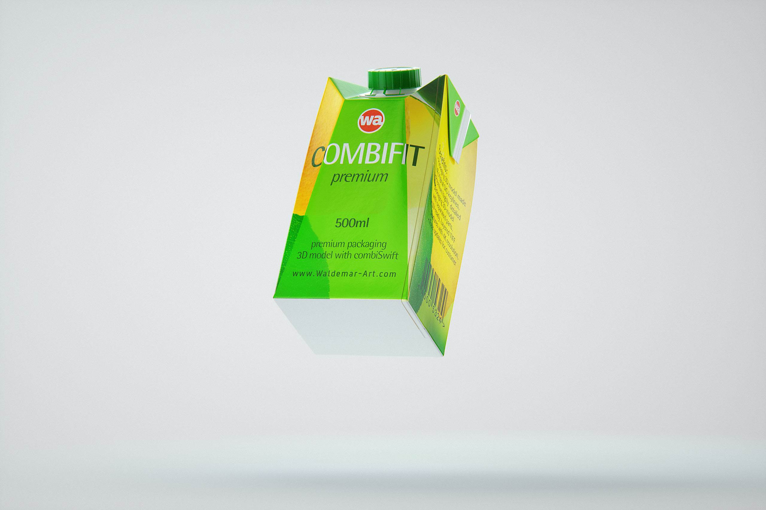 Packaging 3D model of SIG Combifit Premium 500ml with Combi-Swift closer