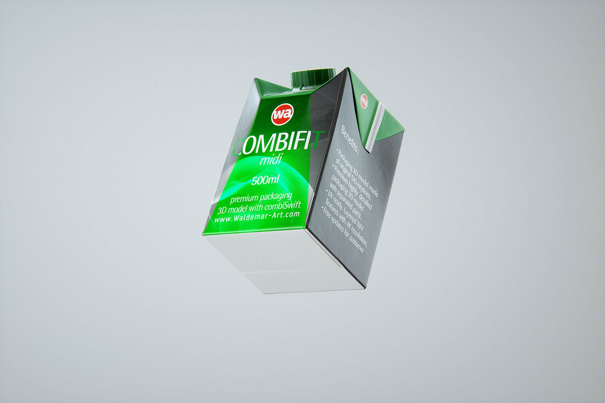 SIG combiFit Midi 500ml with combiSwift closure packaging 3D model
