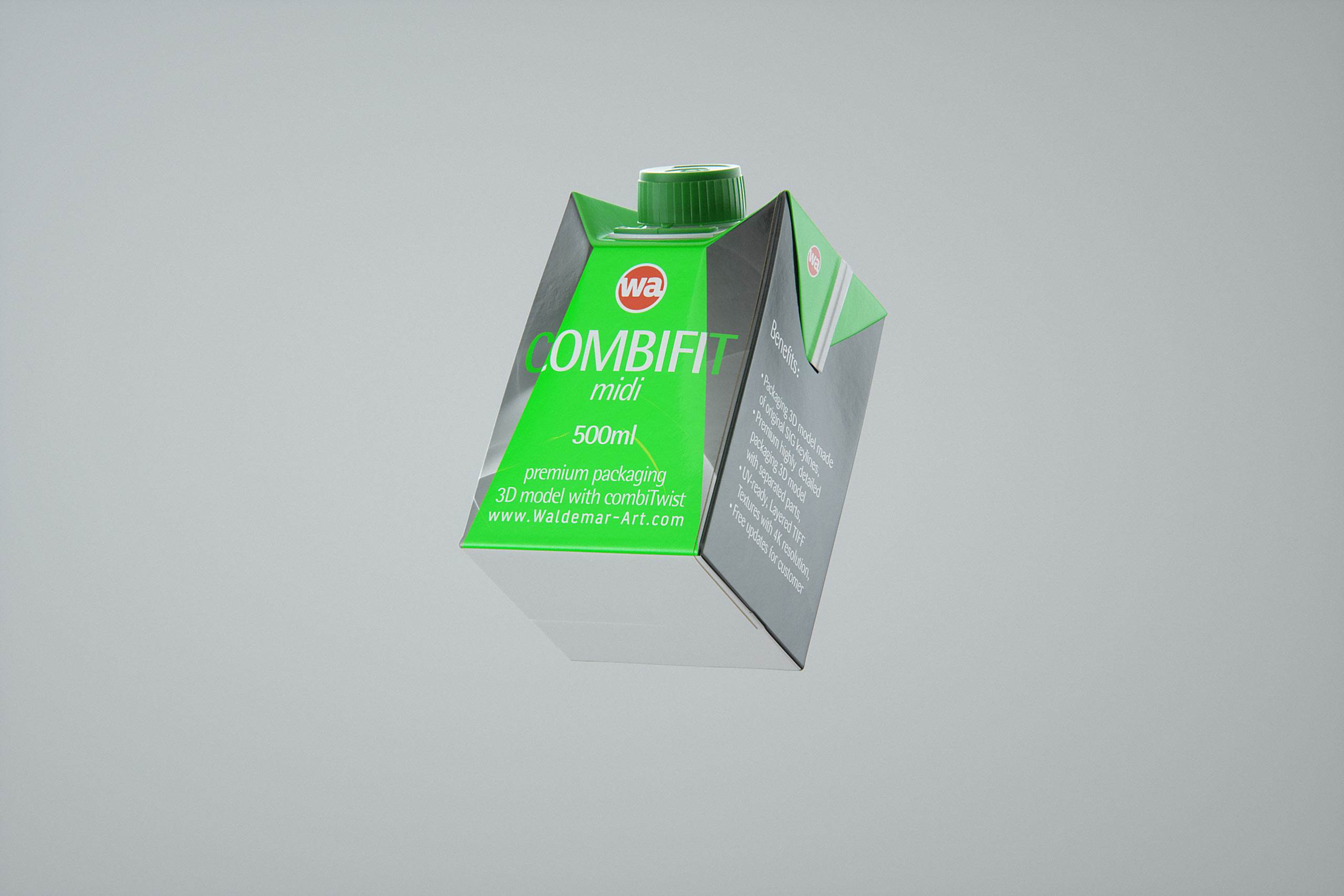 SIG combiFit Midi 500ml with combiTwist closure packaging 3D model