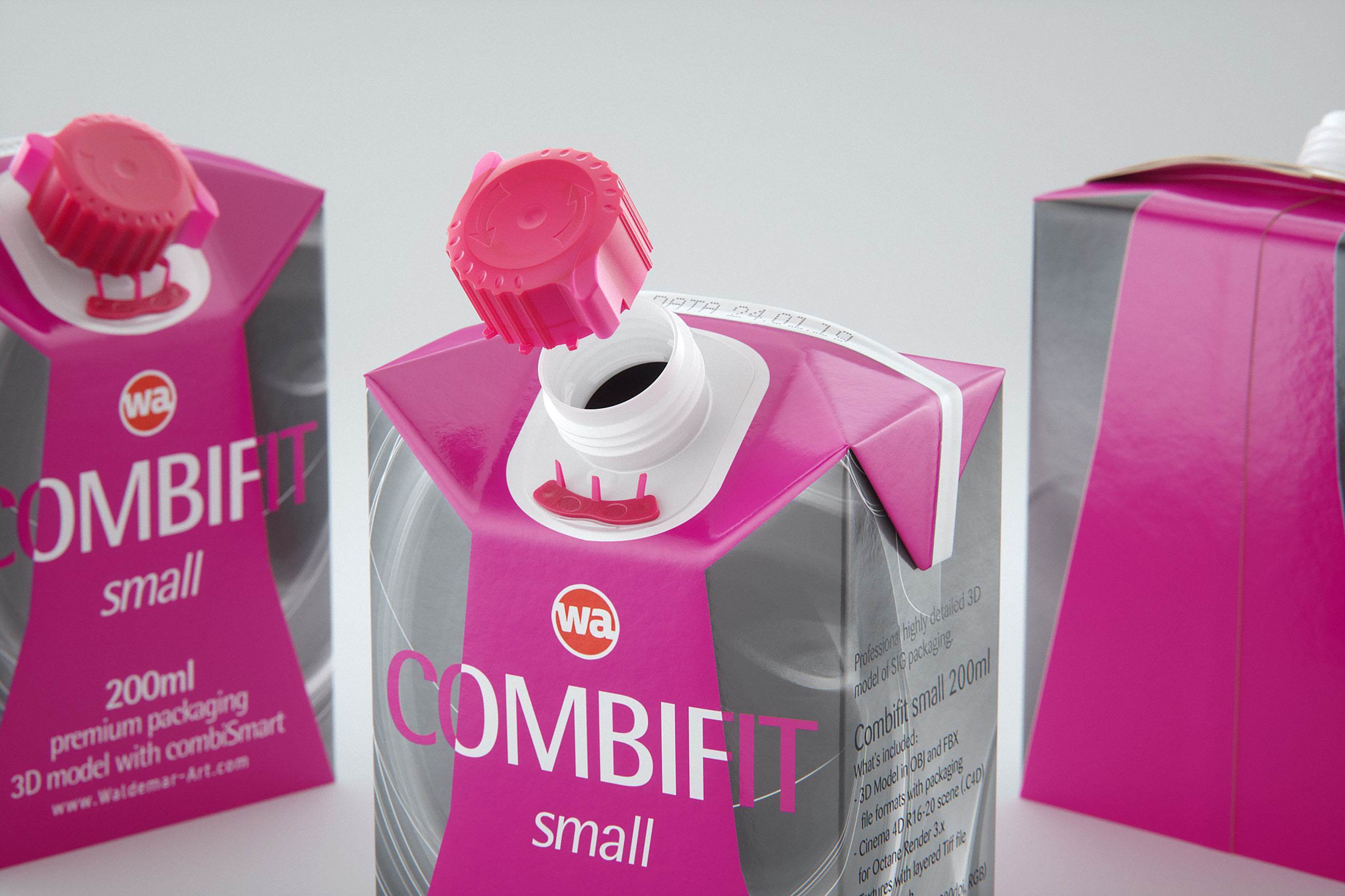SIG combiFit Small 200ml with combiSmart closure packaging 3D model