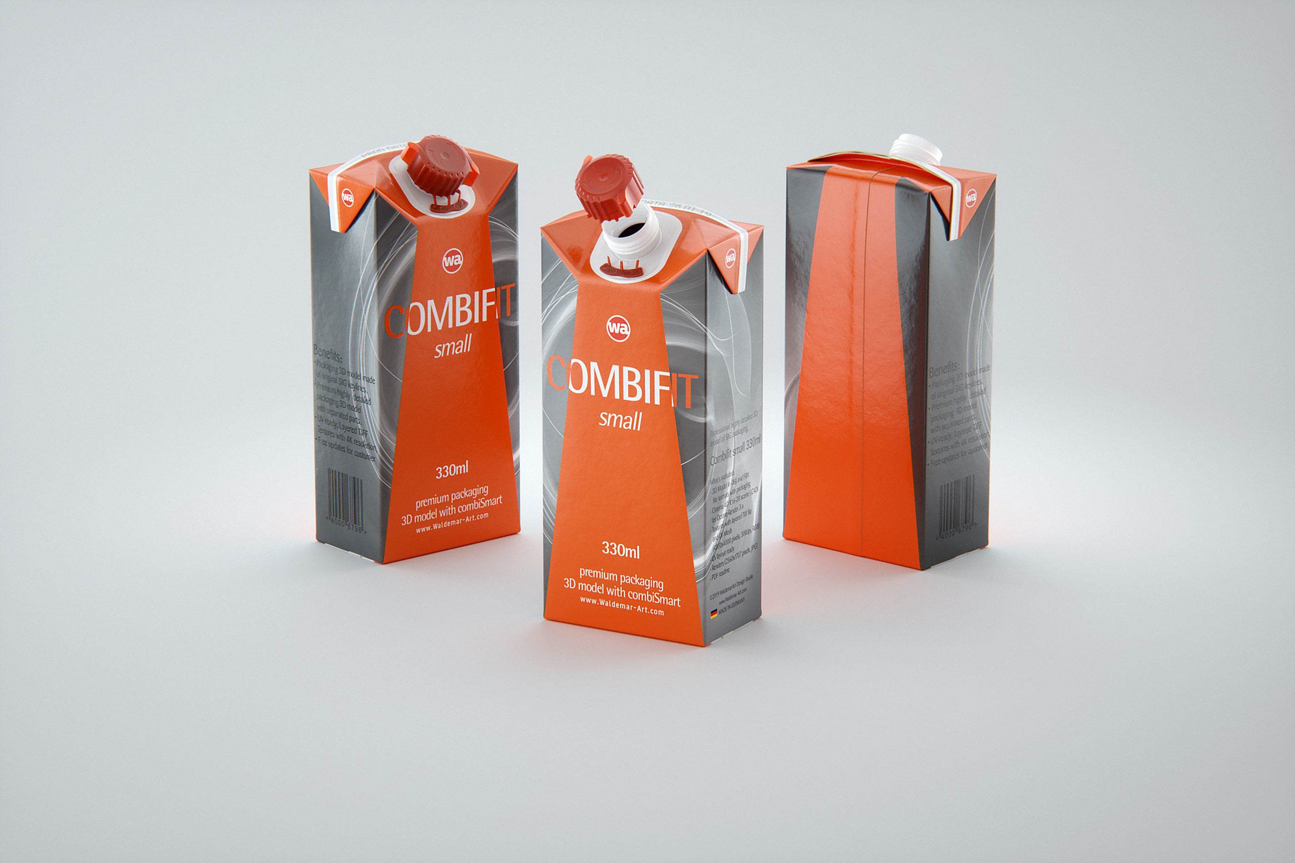 SIG combiFit Small 330ml with combiSmart closure packaging 3D model