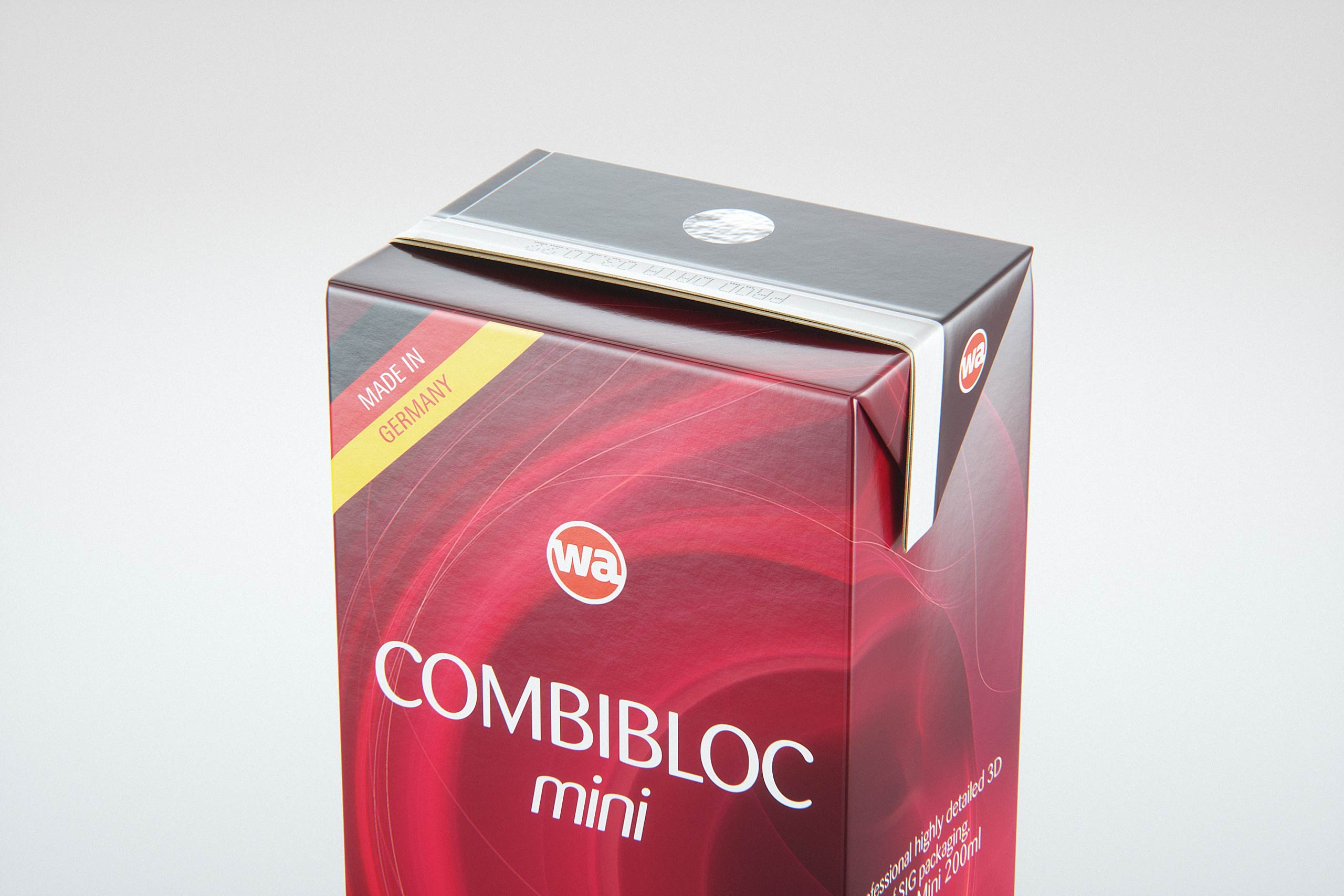 SIG Combibloc Mini 200ml carton packaging 3d model with a straw hole