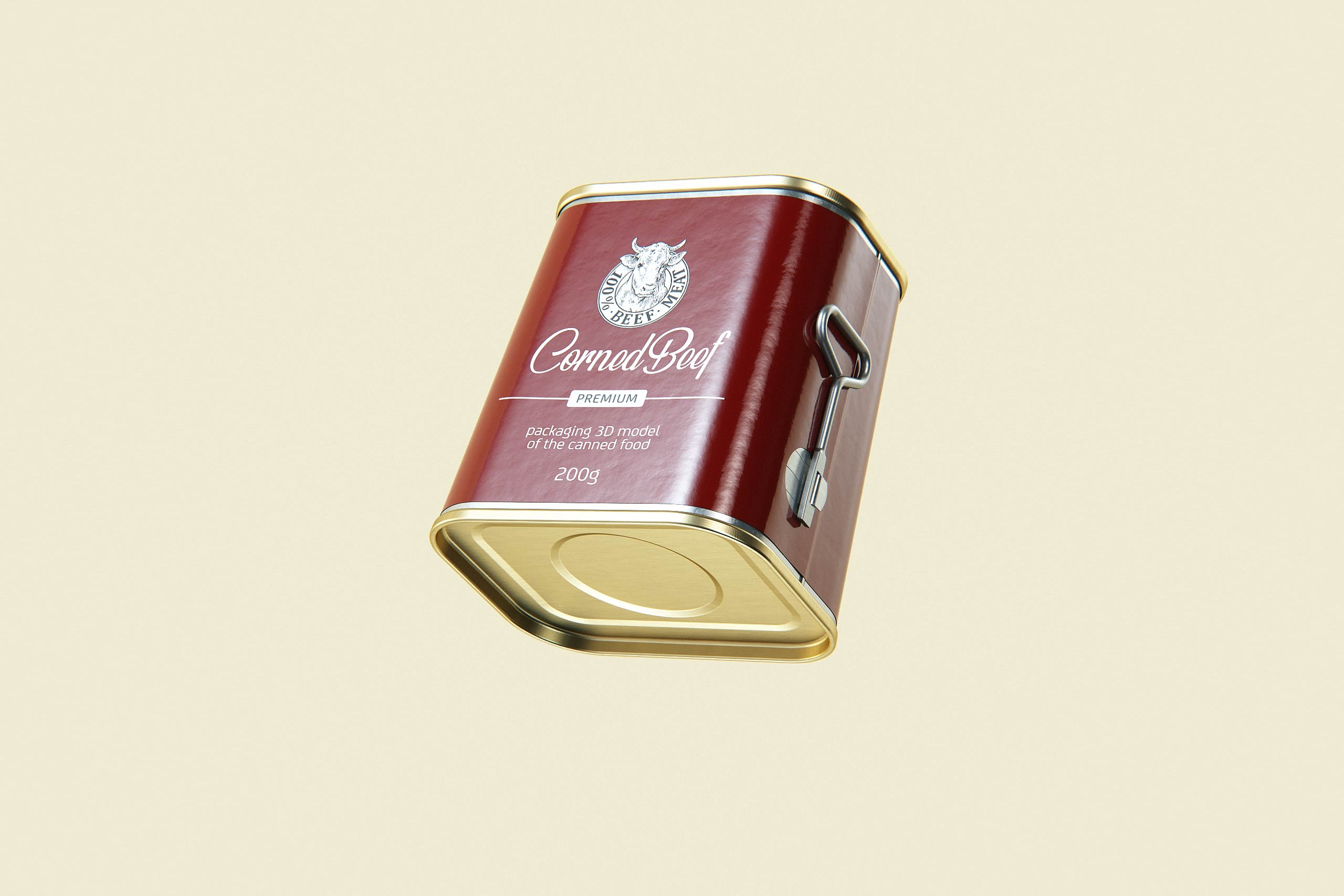 Corned Beef metal cans 200g (2 set) with the key packaging 3d model