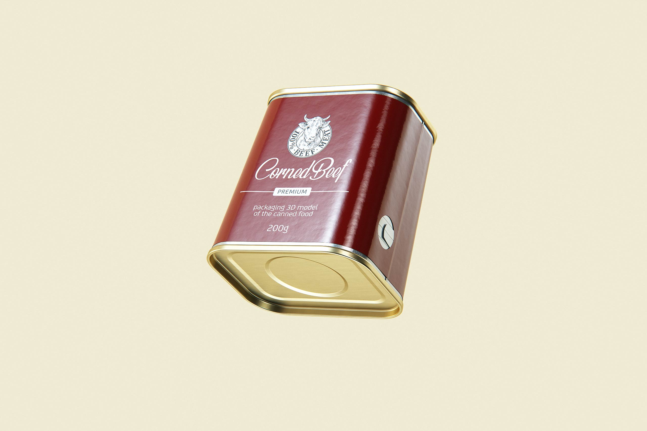 Corned Beef metal cans 200g (2 set) with the key packaging 3d model