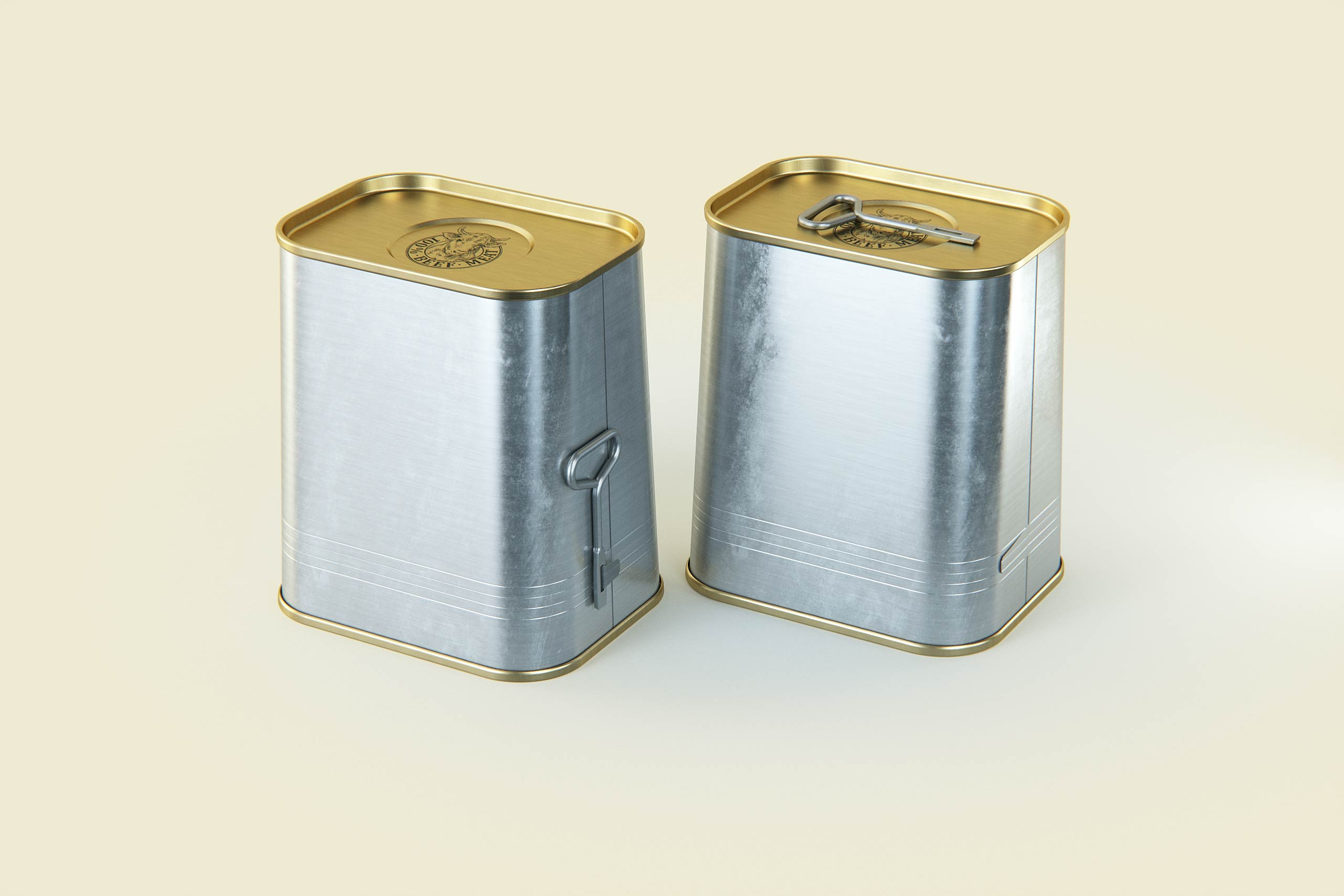 Corned Beef metal cans 340g (2 set) with the key packaging 3d model