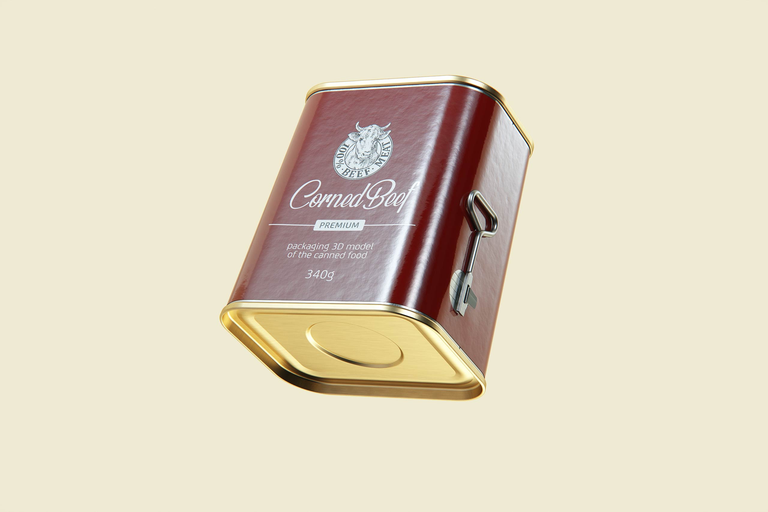 Corned Beef metal cans 340g (2 set) with the key packaging 3d model