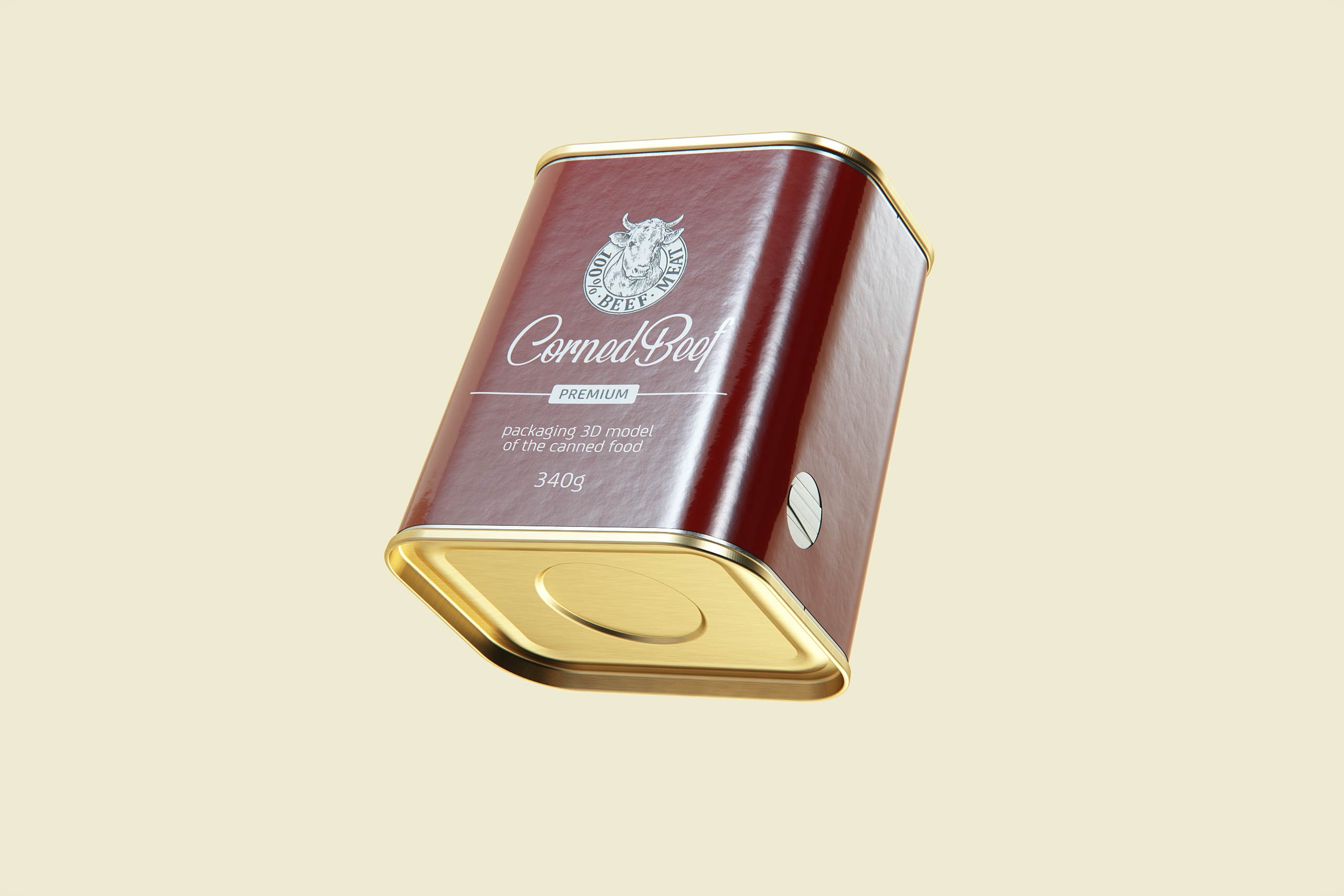 Corned Beef metal cans 340g (2 set) with the key packaging 3d model