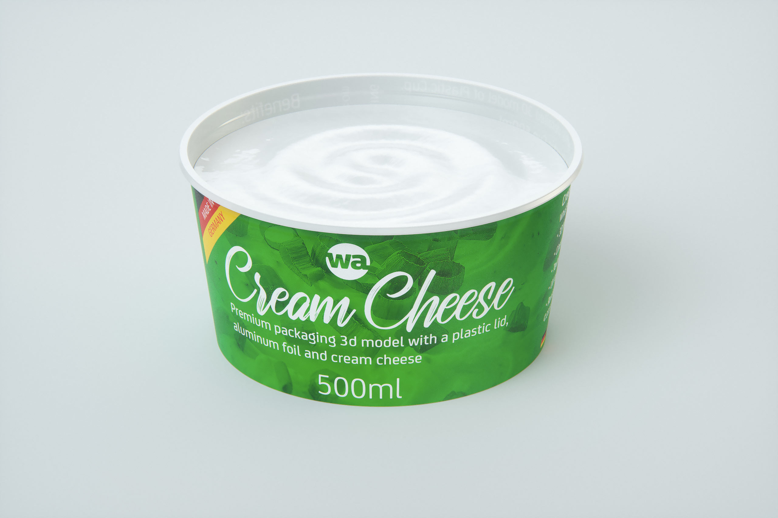 Cream Cheese Plastic cup premium packaging 3D model 500ml