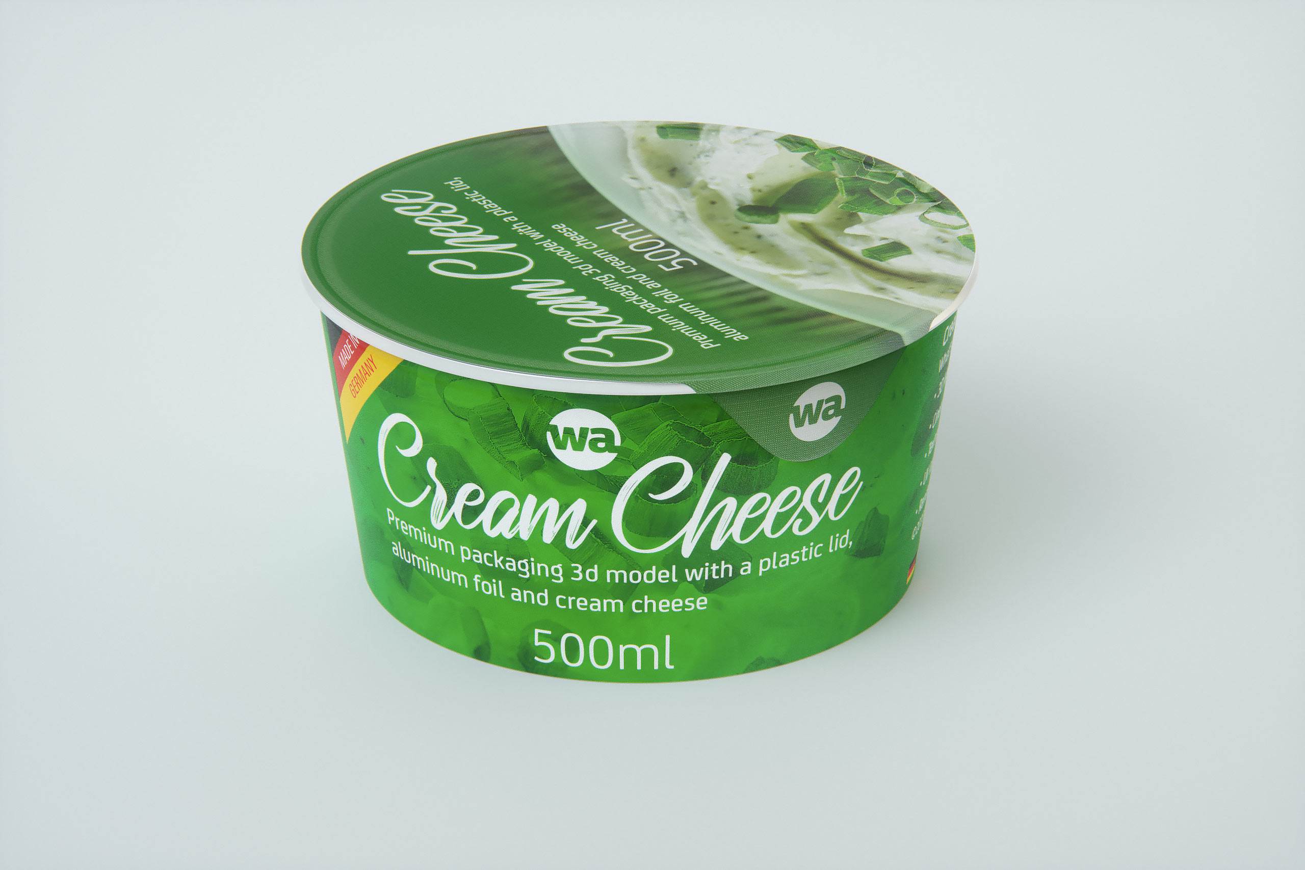 Cream Cheese Plastic cup premium packaging 3D model 500ml