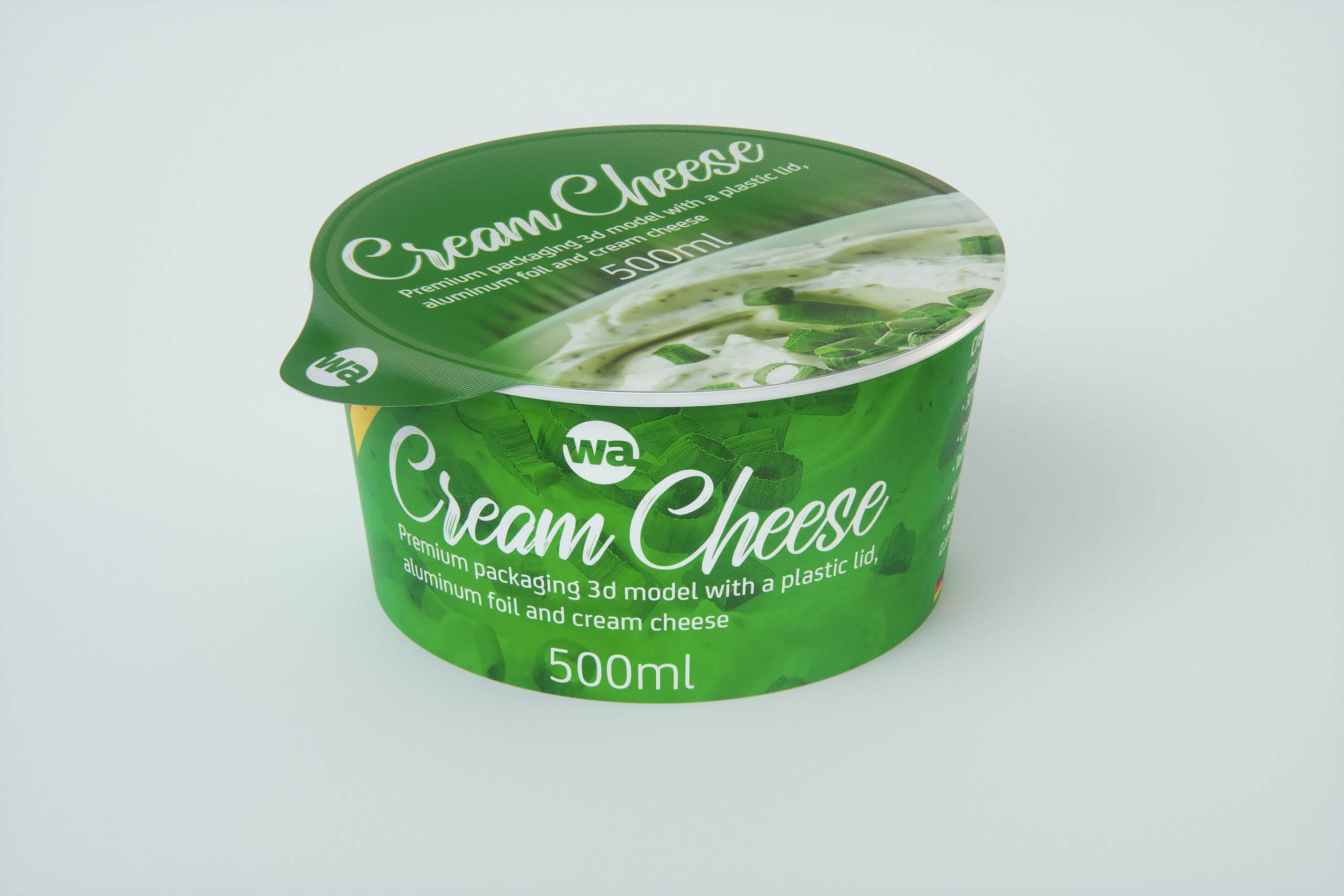 Cream Cheese Plastic cup premium packaging 3D model 500ml