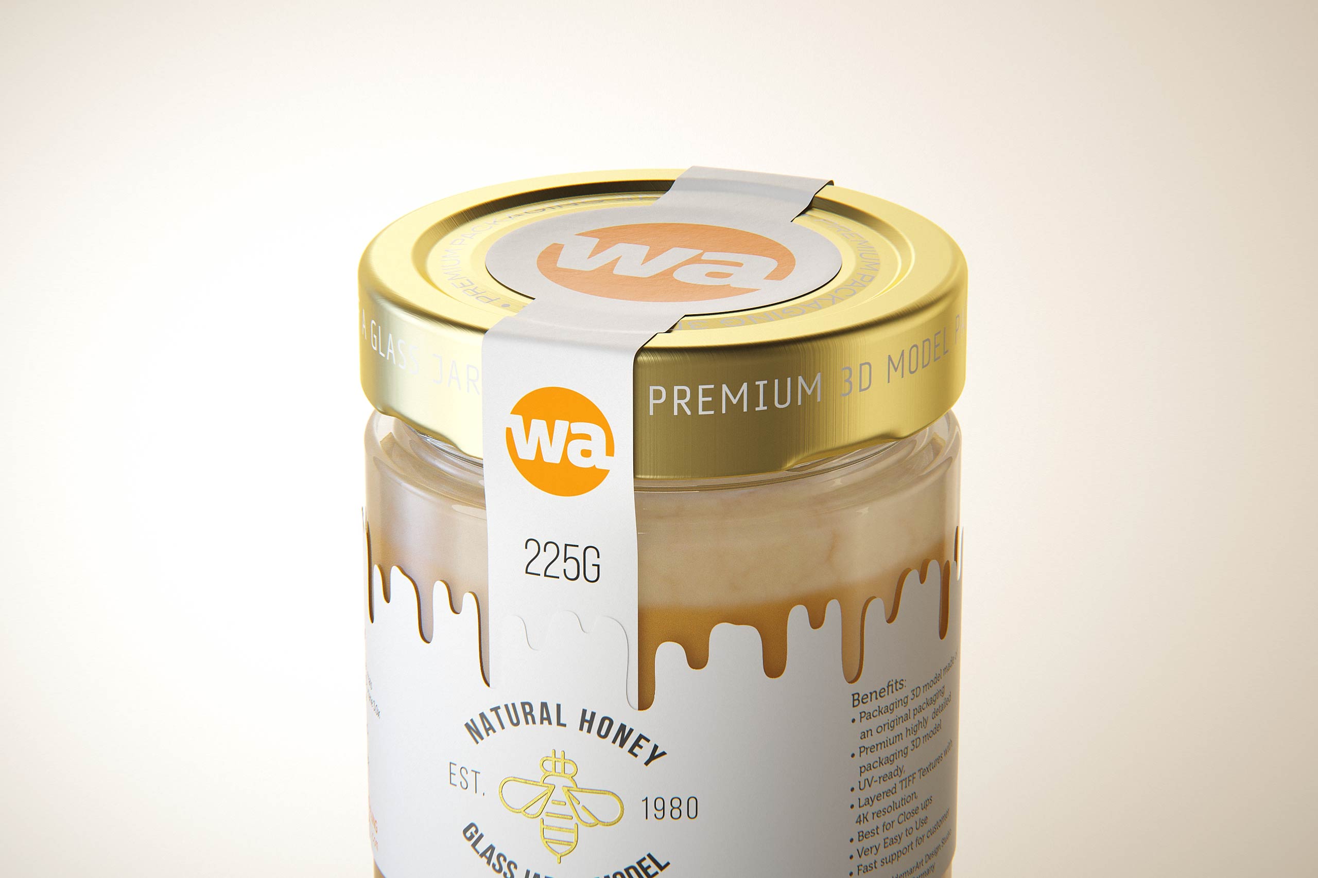 Danish Honey Glass Jar 225g packaging 3d model