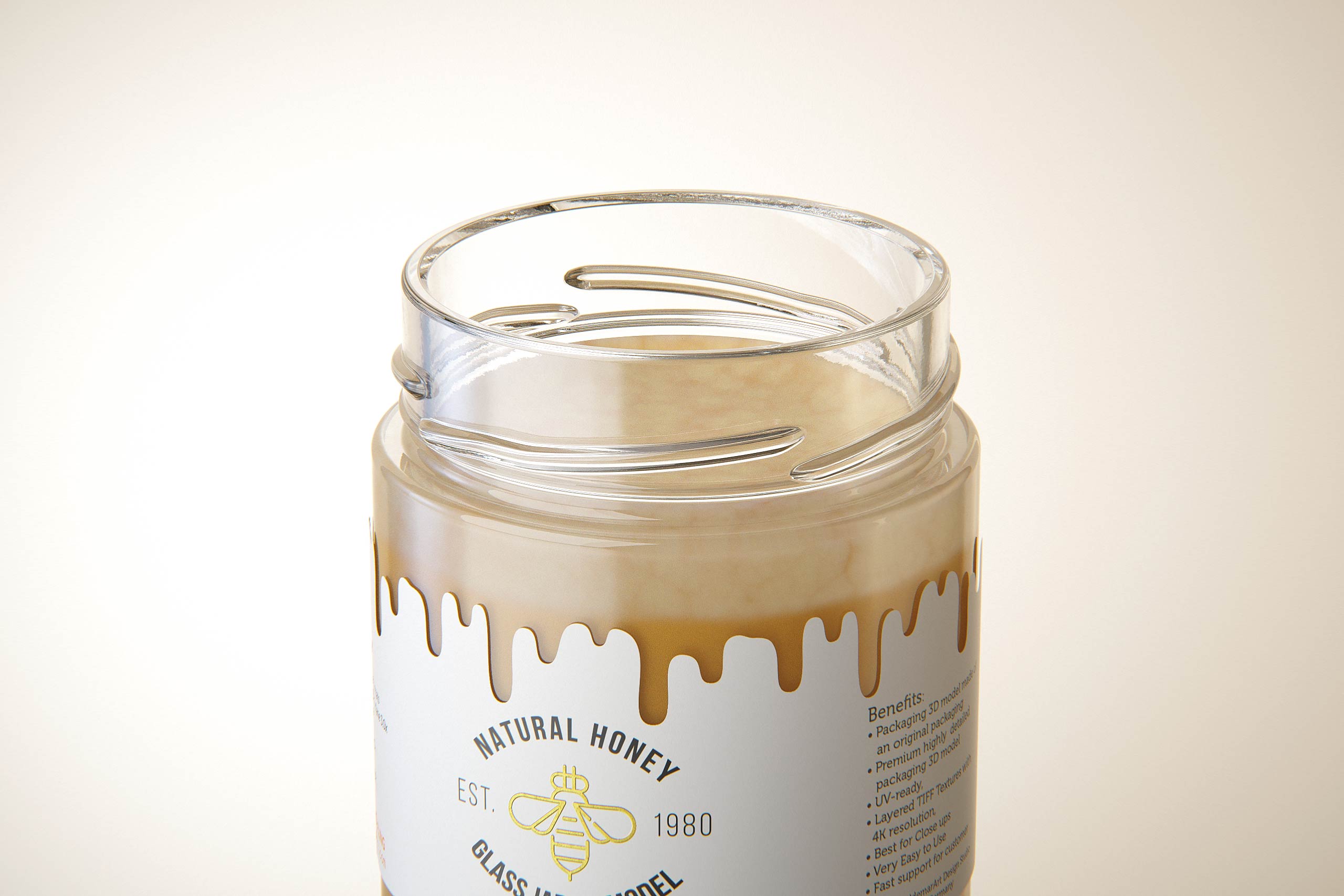 Danish Honey Glass Jar 225g packaging 3d model