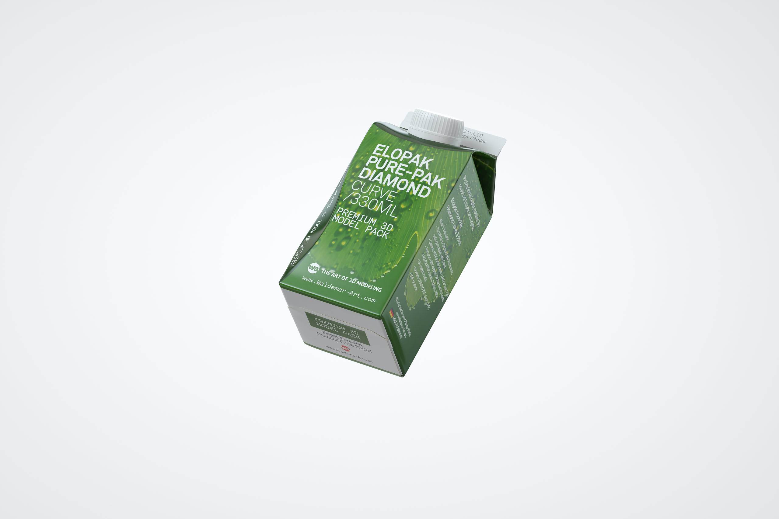 Elopak Pure-Pak Diamond Curve 250 and 330ml Premium packaging 3D model pack