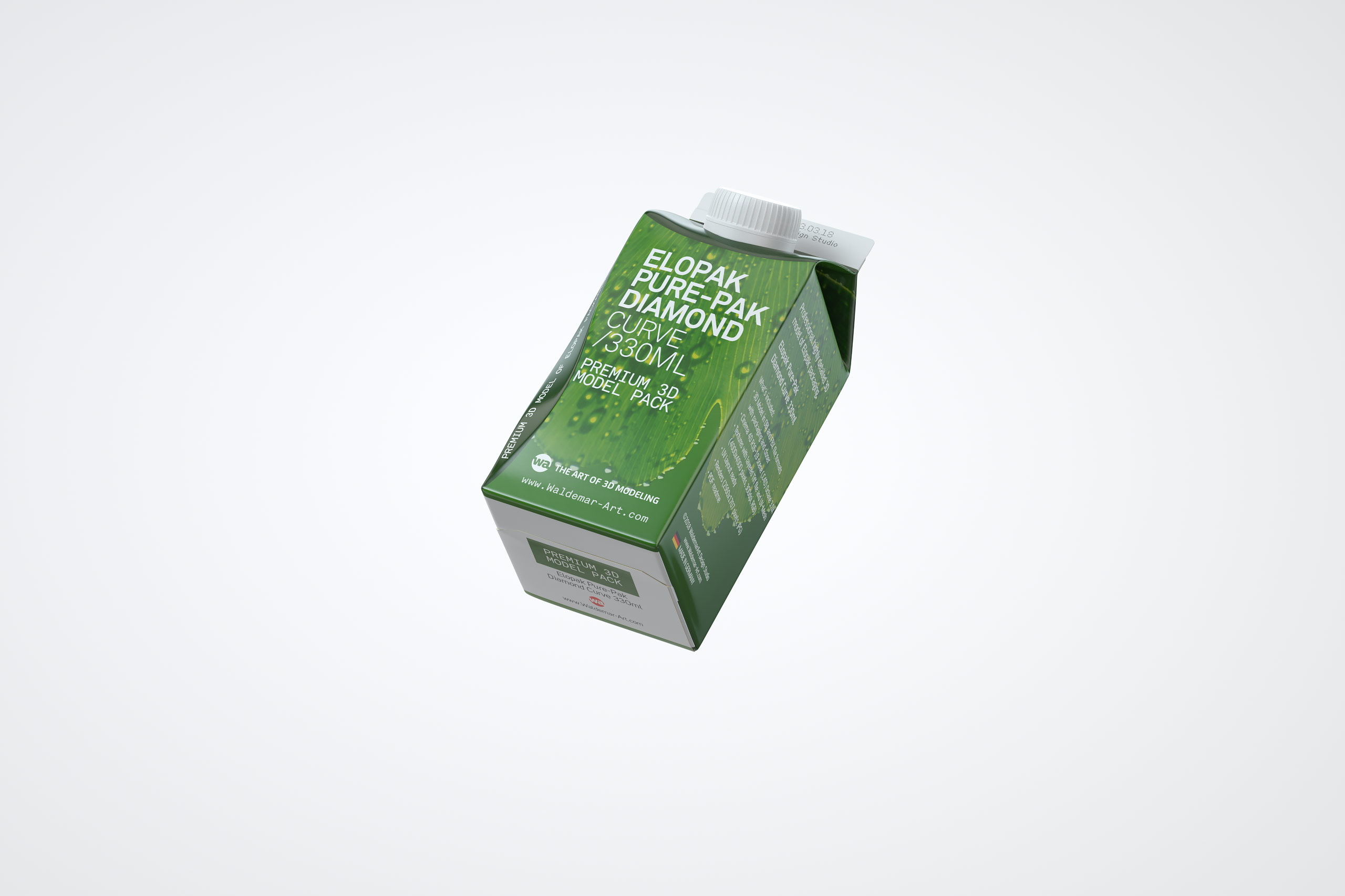 Packaging 3D model of Elopak Pure-Pak Diamond Curve 330ml