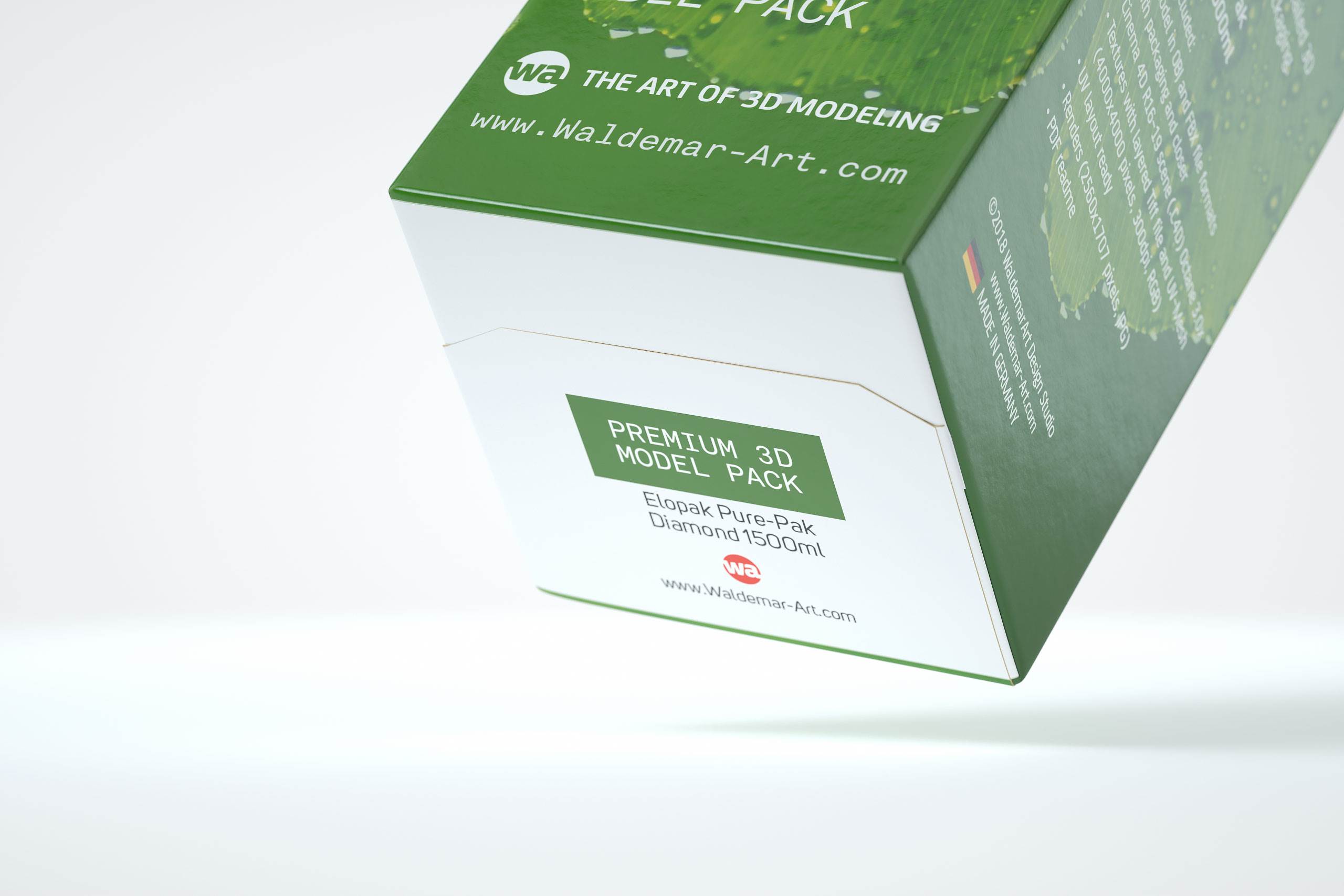 Elopak Pure-Pak Diamond 1500ml Premium packaging 3D model pack - bottom view