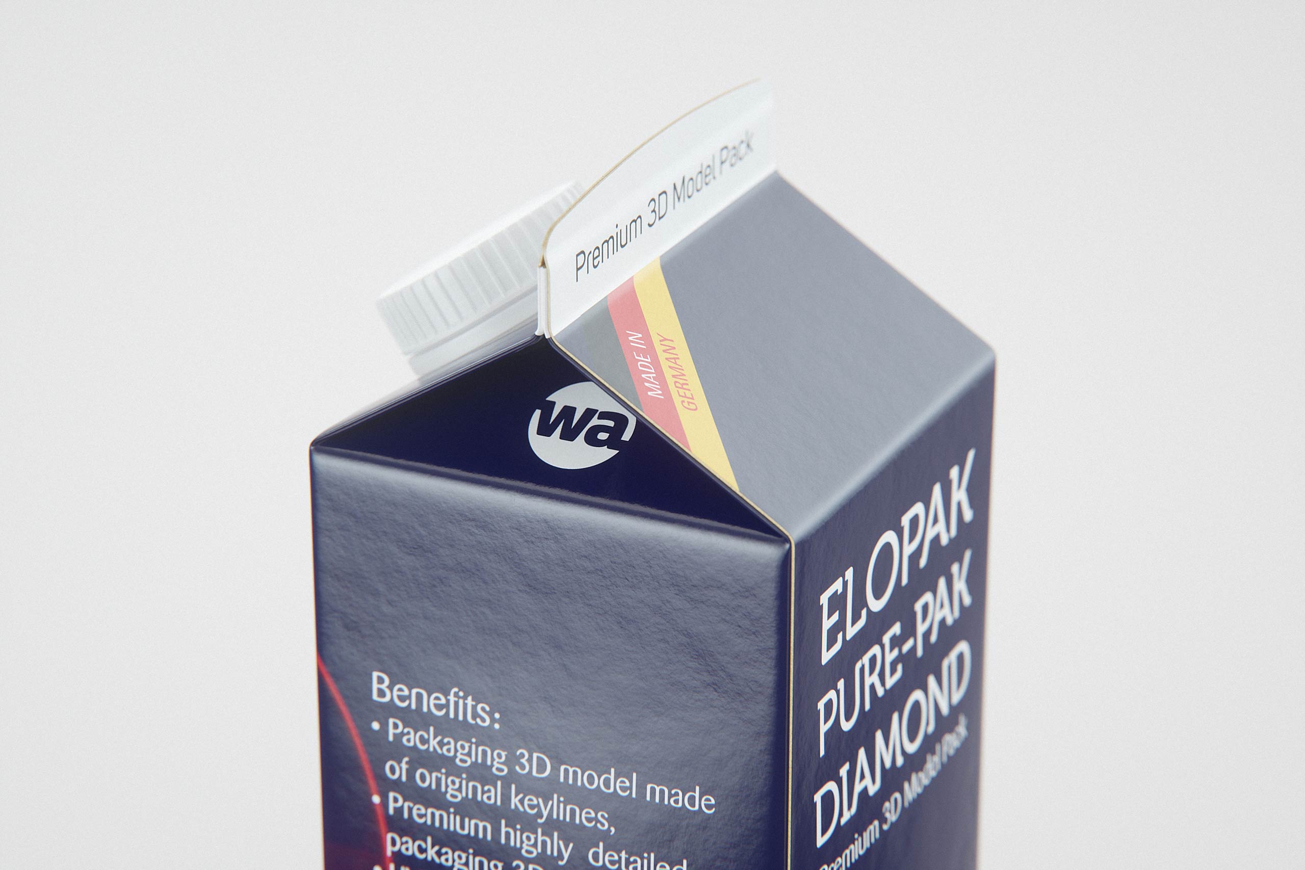 Elopak Pure-Pak Diamond Square 250ml carton packaging 3D model pack - back-side view