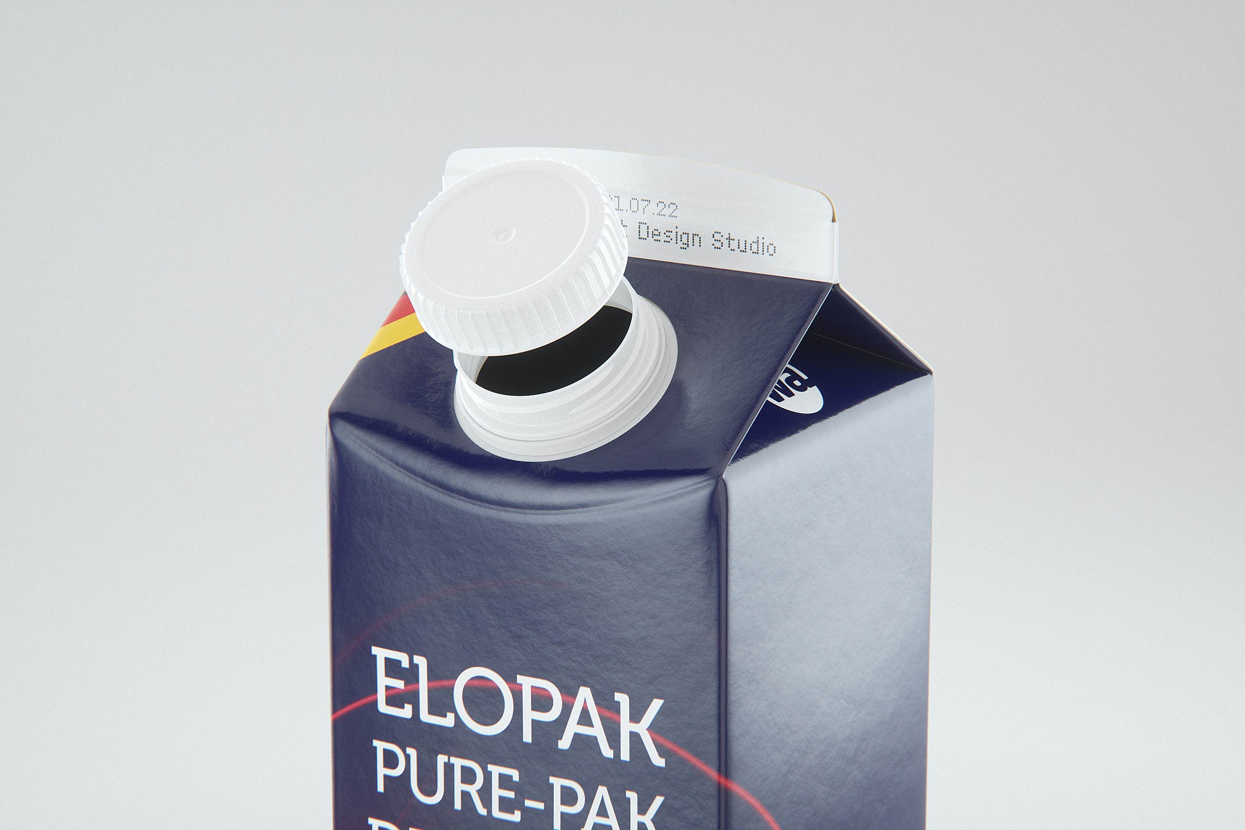 Elopak Pure-Pak Diamond Square 500ml carton packaging 3D model pack – close-up with an open cap