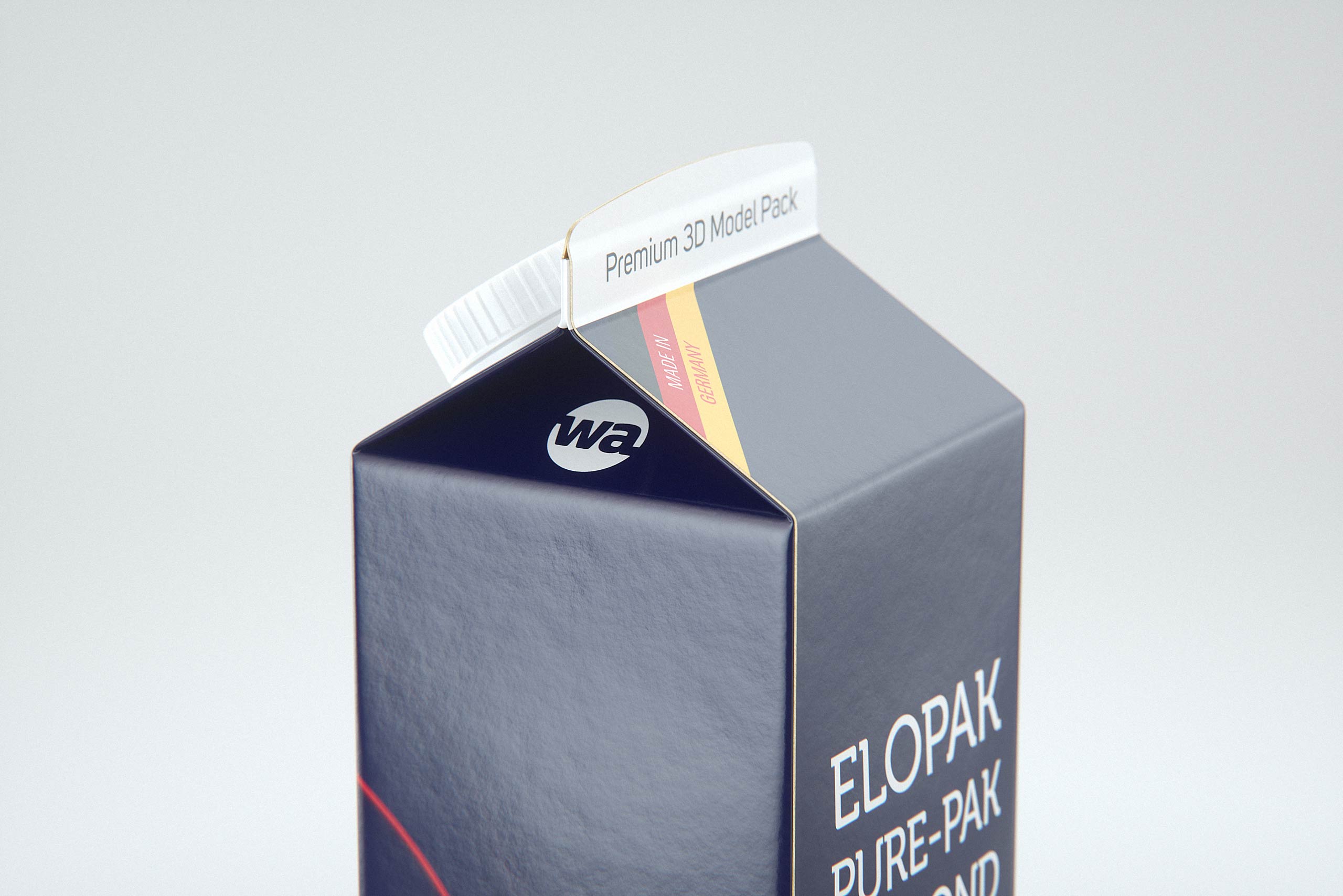 Elopak Pure-Pak Diamond Square 500ml carton packaging 3D model pack - back-side view