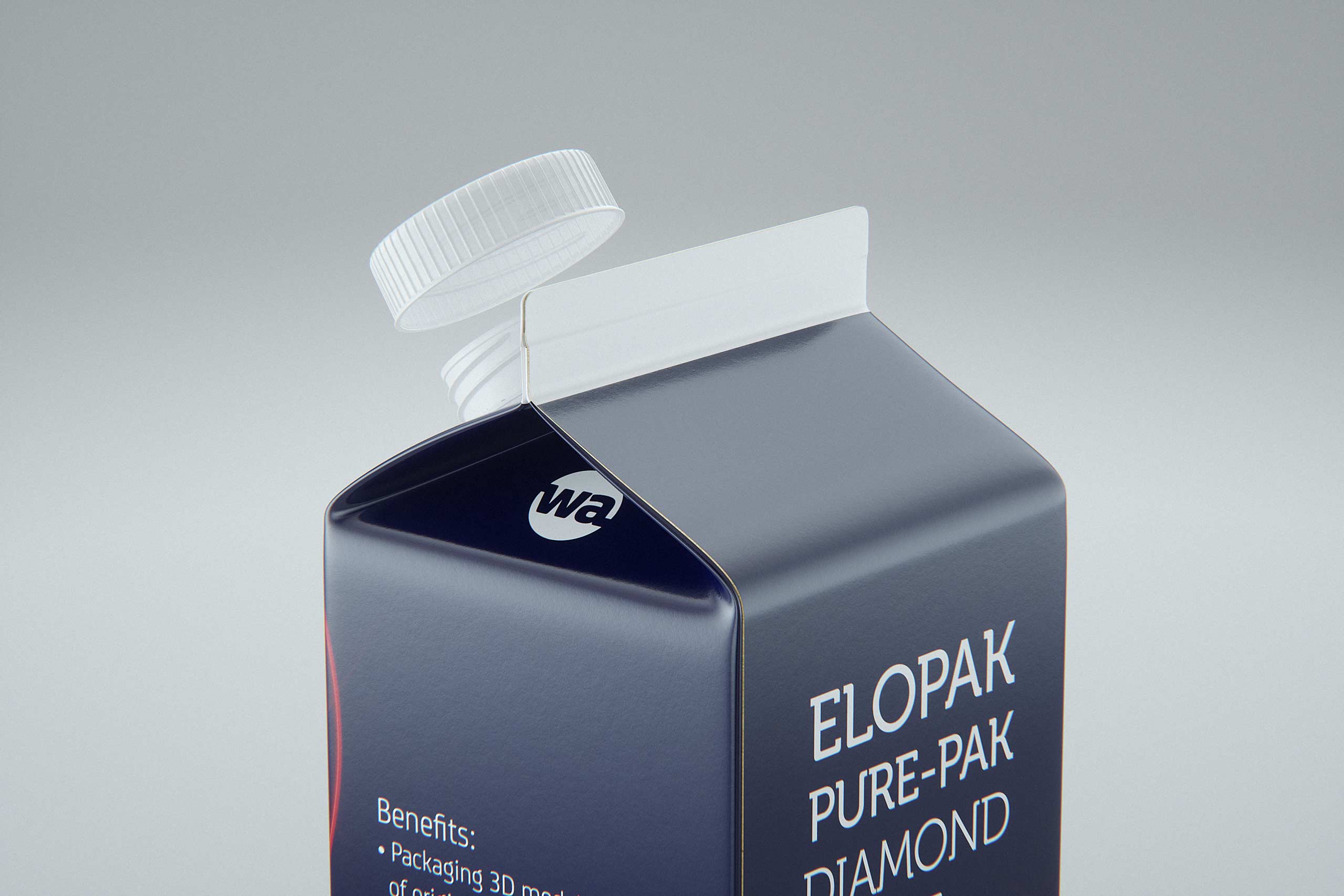Elopak Pure-Pak Diamond-Curve Fresh 500ml premium packaging 3D model - back-side view