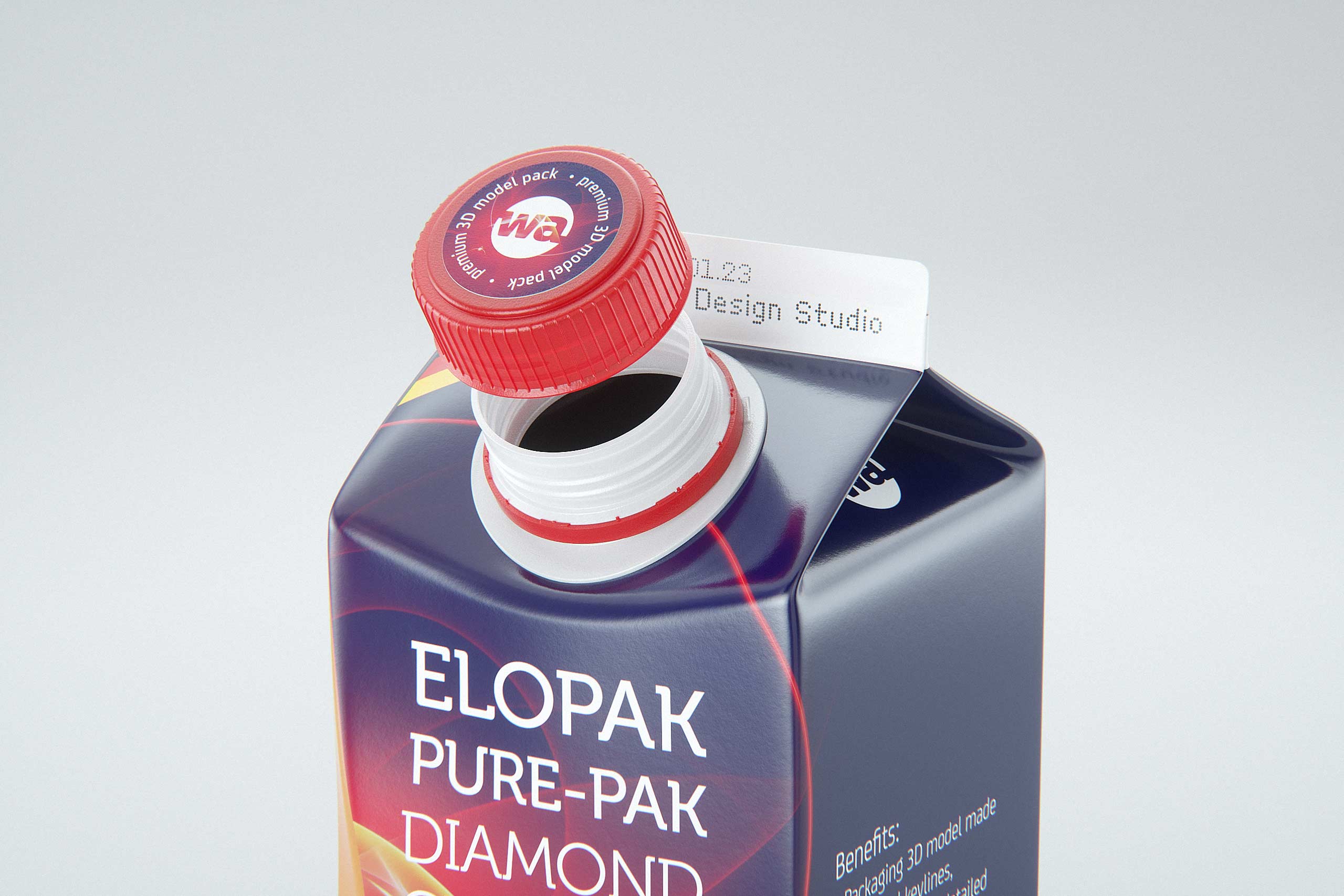 Elopak Pure-Pak Diamond-Curve Aseptic 500ml premium packaging 3D model