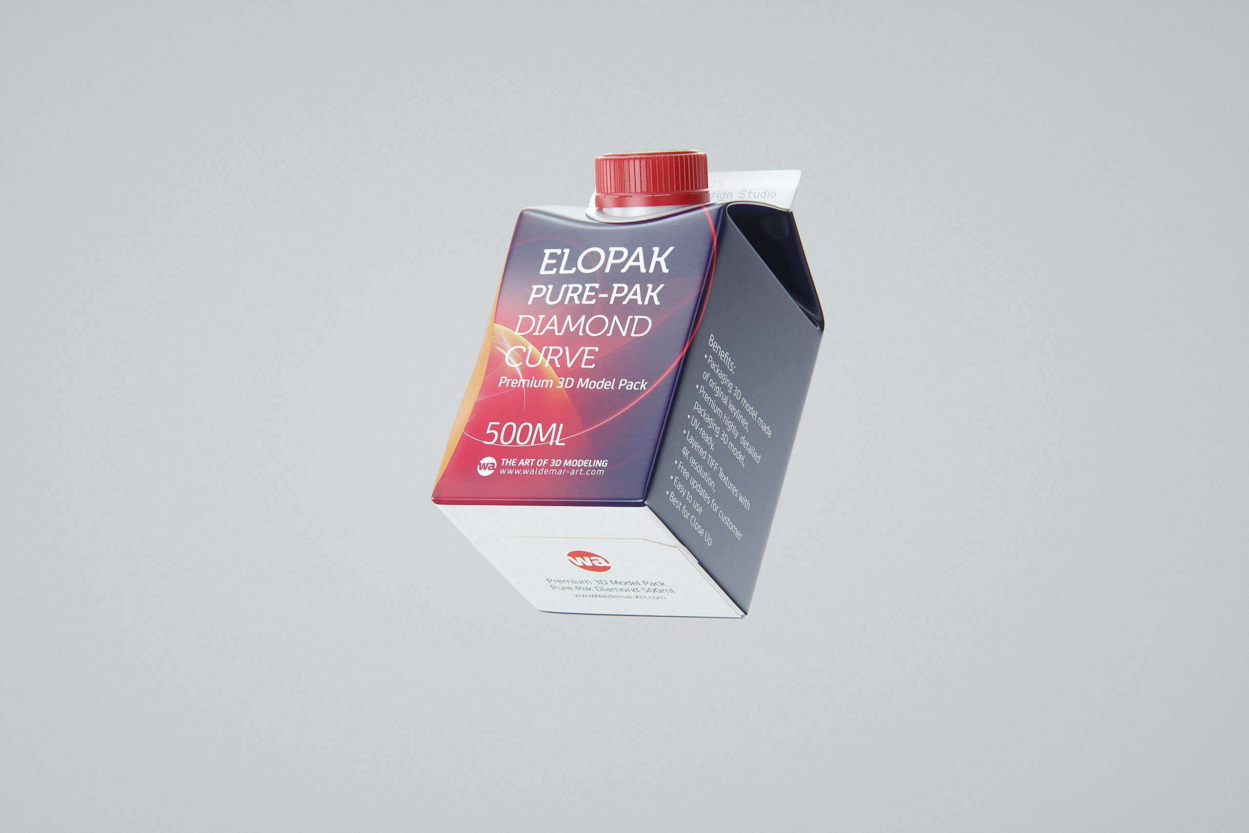 Elopak Pure-Pak Diamond-Curve Aseptic 500ml premium packaging 3D model
