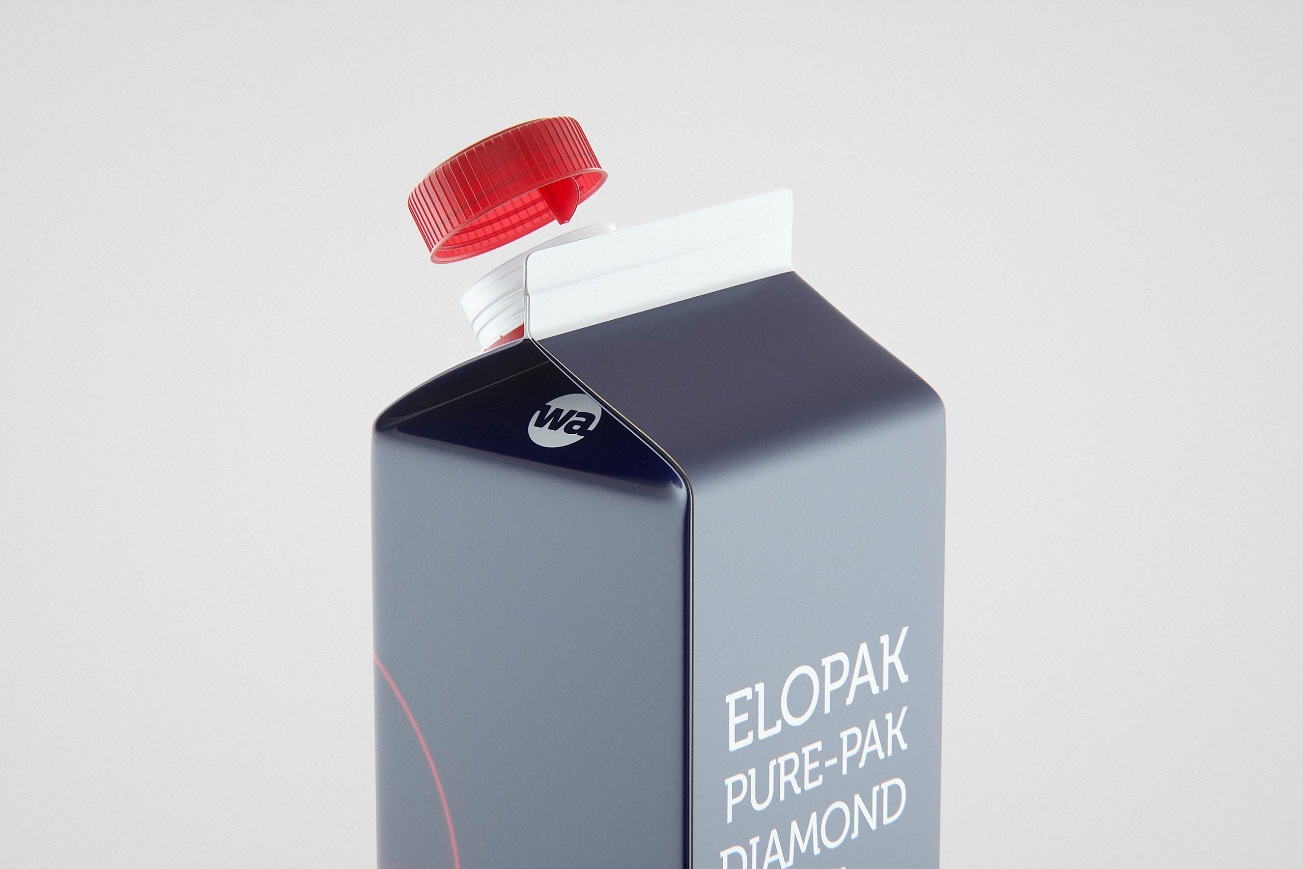 Elopak 3D model - Pure-Pak Diamond Curve Aseptic 1000ml with Pure-Twist - back-side view