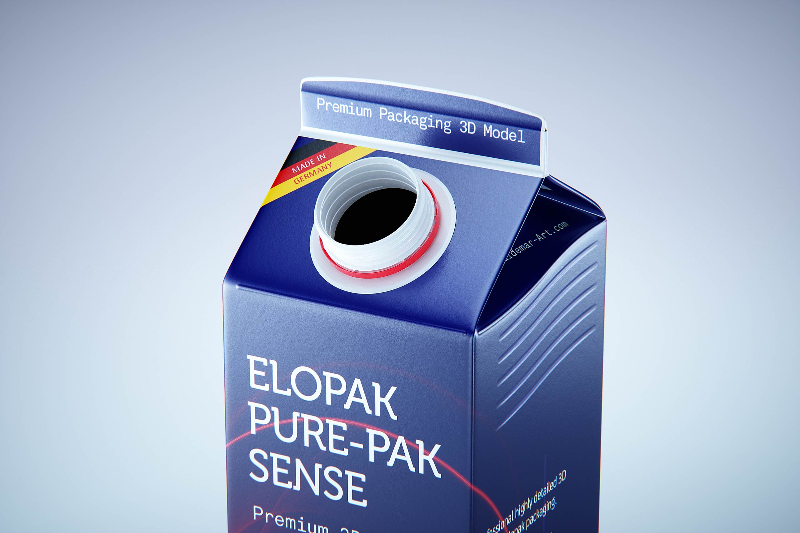 Elopak Pure-pak Sense 750ml prepium juice carton packaging 3D model pack - opened view