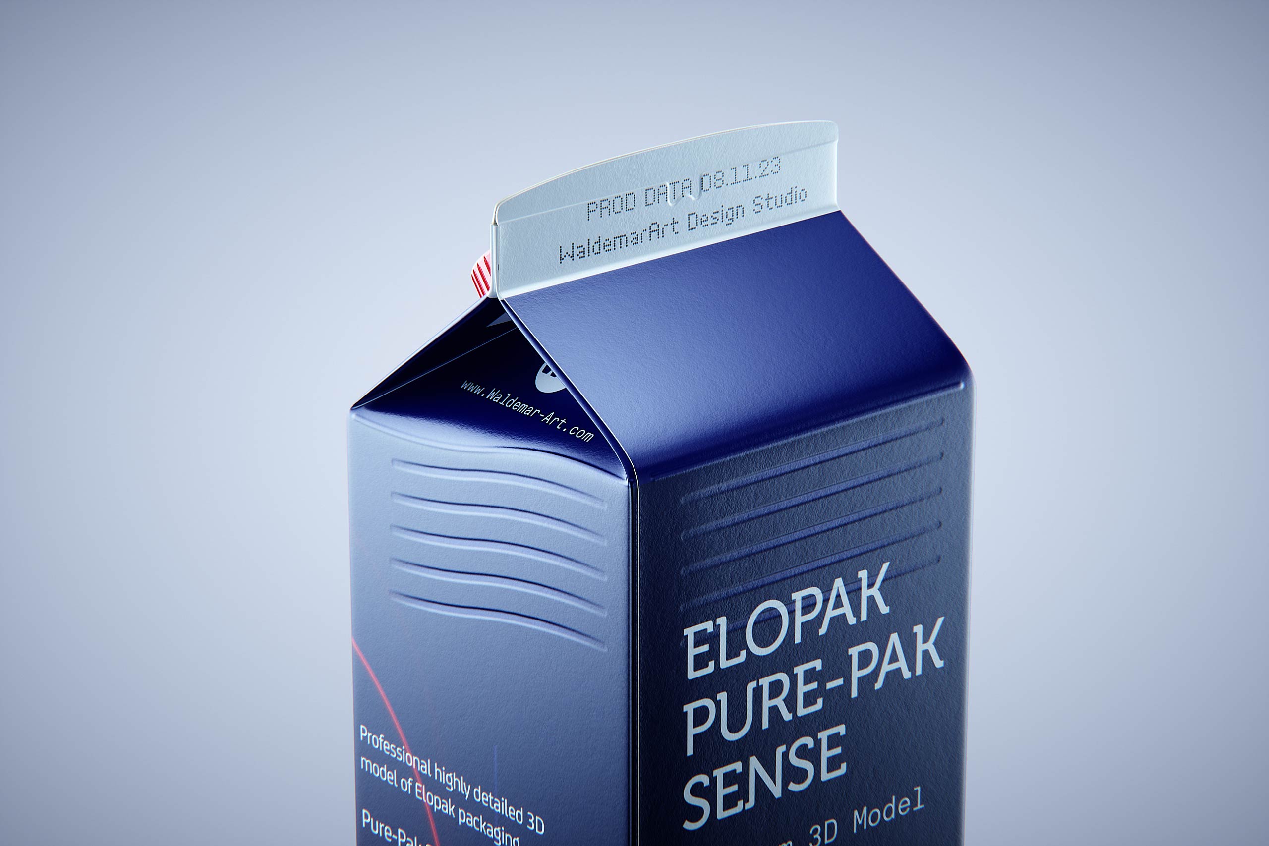 Elopak Pure-pak Sense 750ml prepium juice carton packaging 3D model pack - side-back view