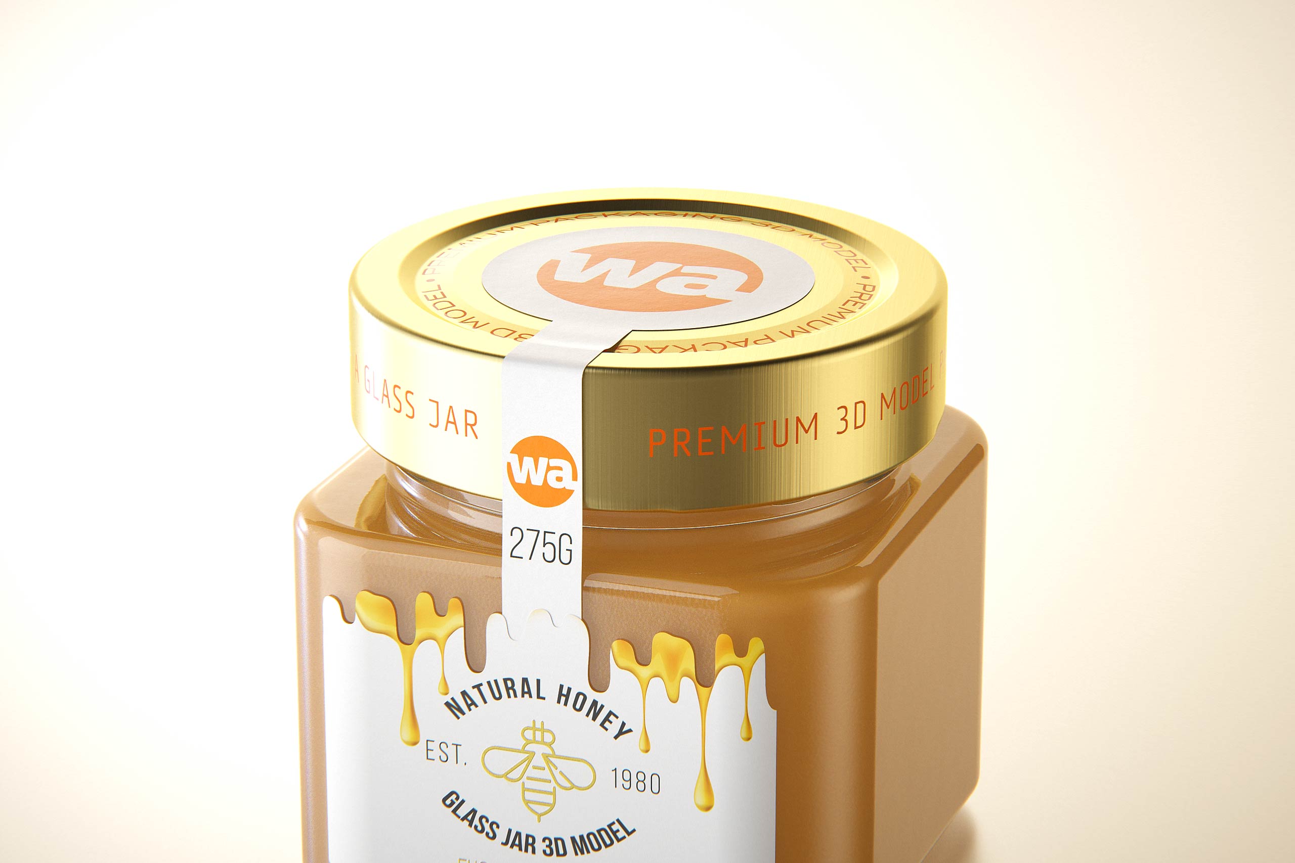 Eucalyptus Honey Glass Jar 275g packaging 3d model