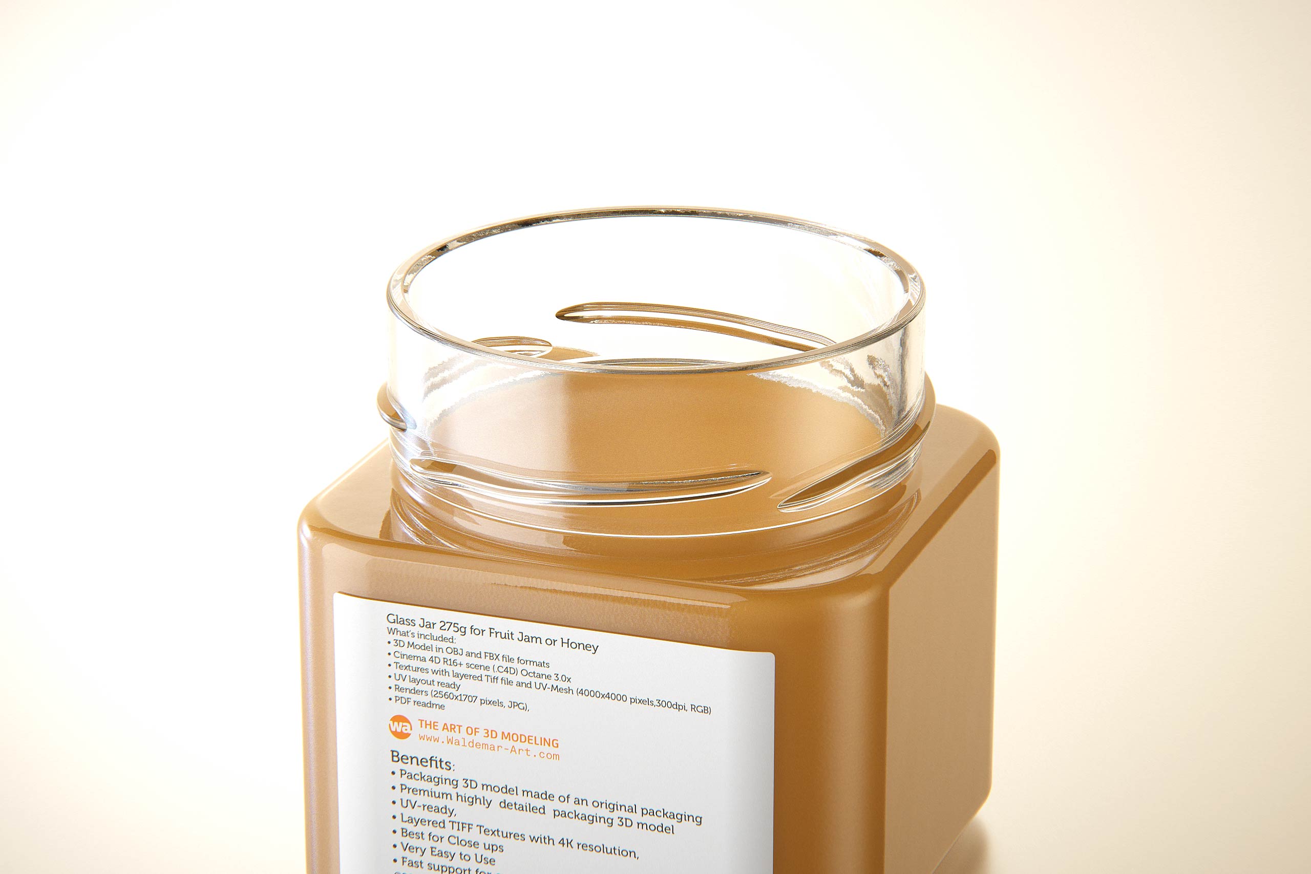 Eucalyptus Honey Glass Jar 275g packaging 3d model
