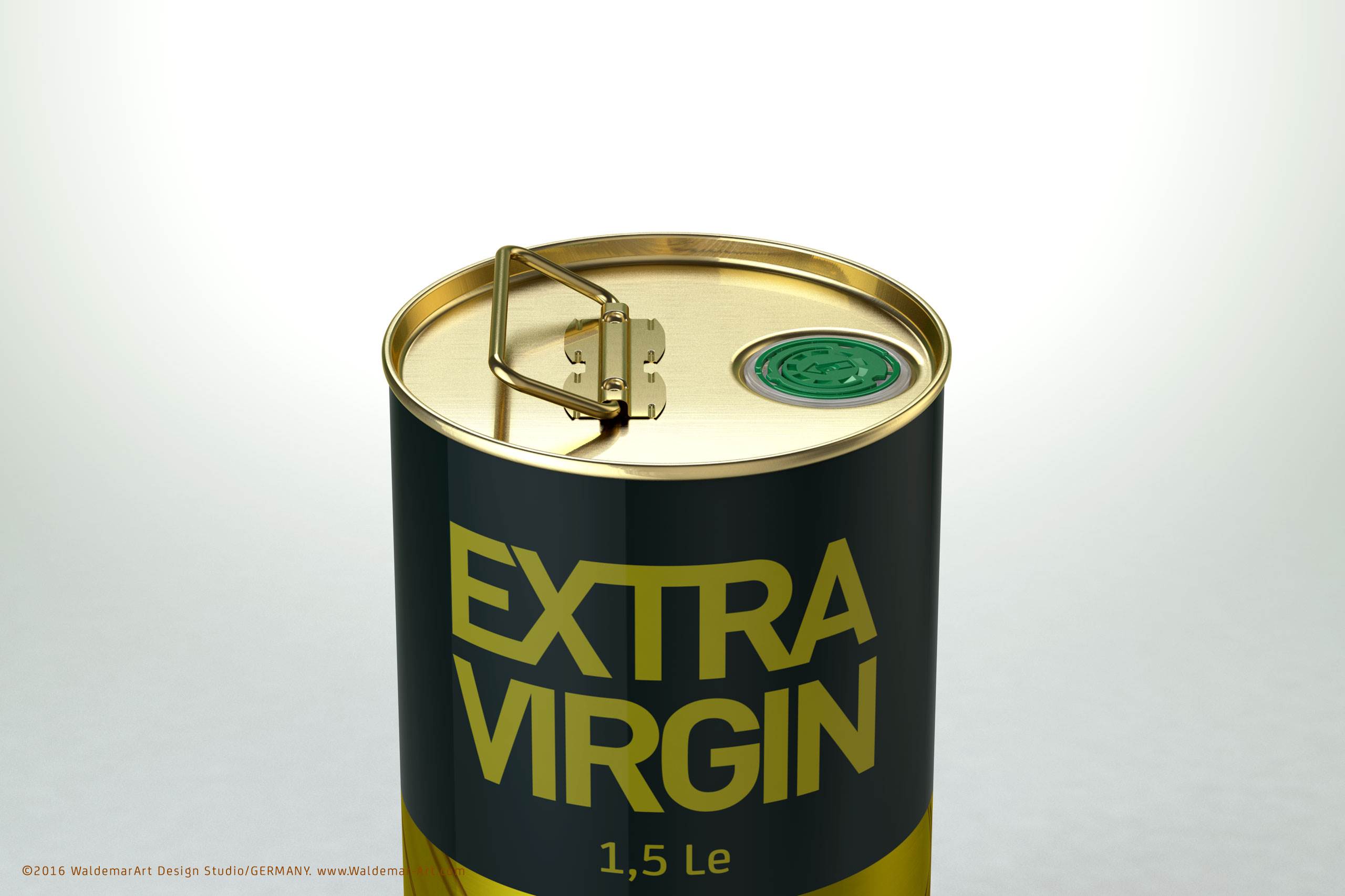 Packaging 3D model of an Olive Oil Tin Metal Can 1.5le 3D with handle