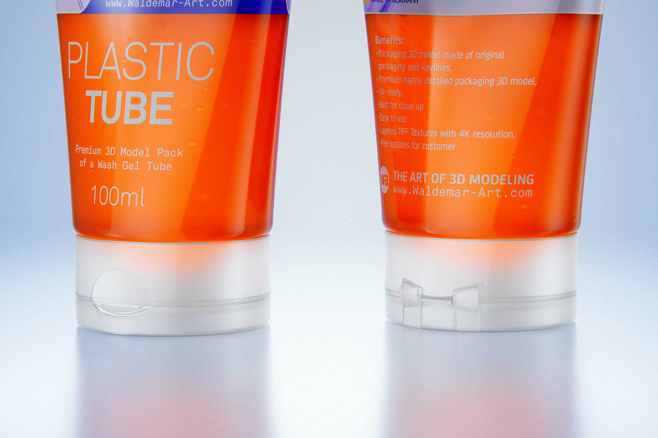 Face wash gel plastic tube 100ml packaging 3d model