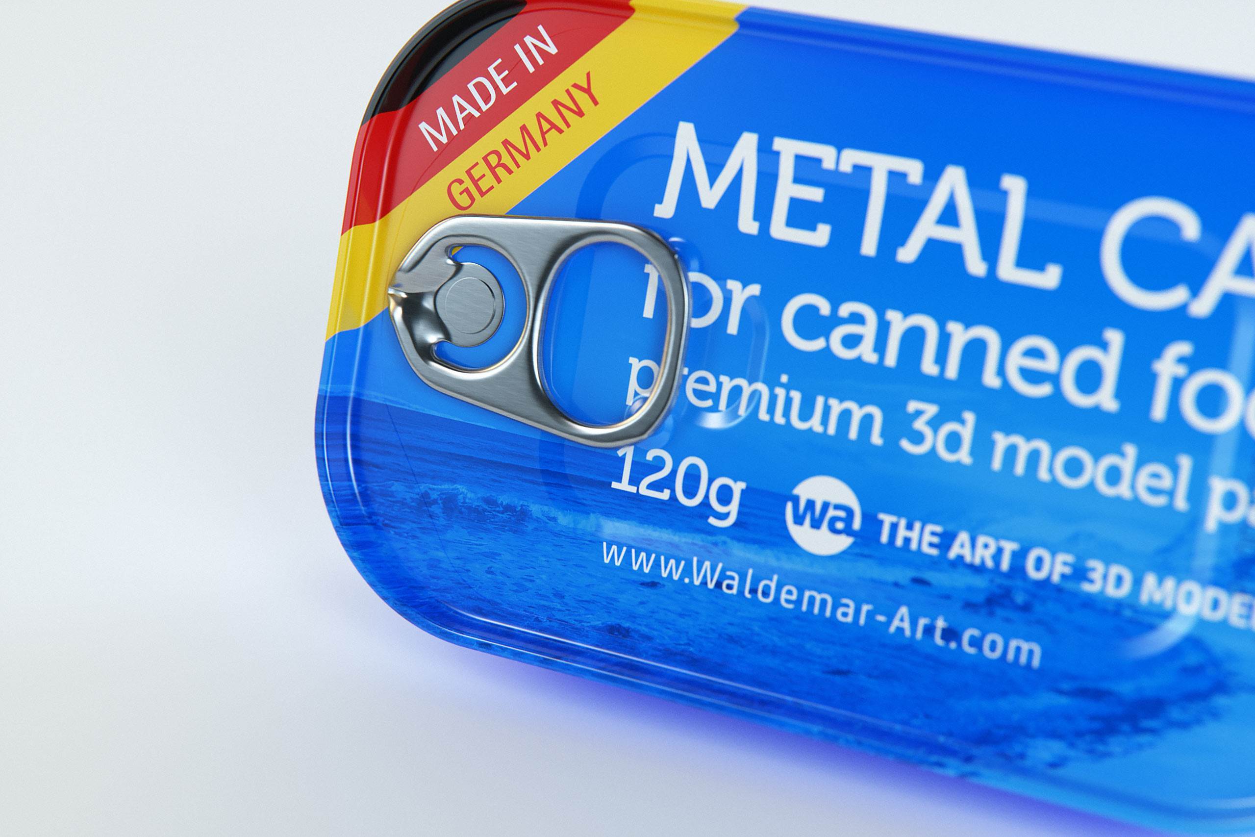 Packaging 3D model of the Metal can 120g for canned food with pull tab