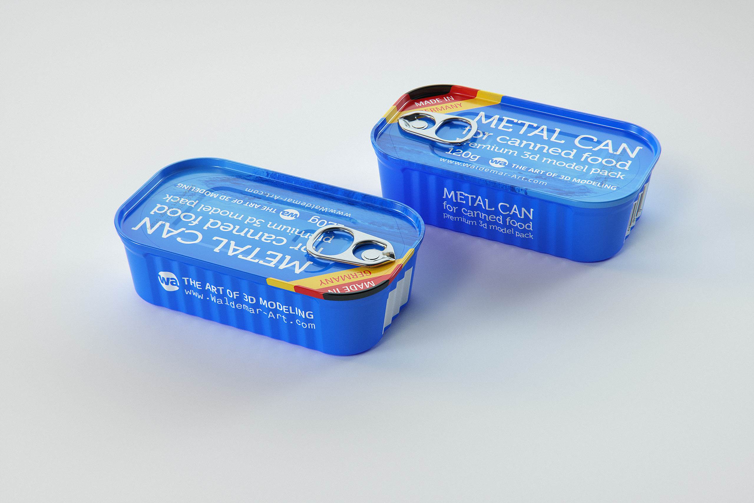 Packaging 3D model of the Metal can 120g for canned food with pull tab