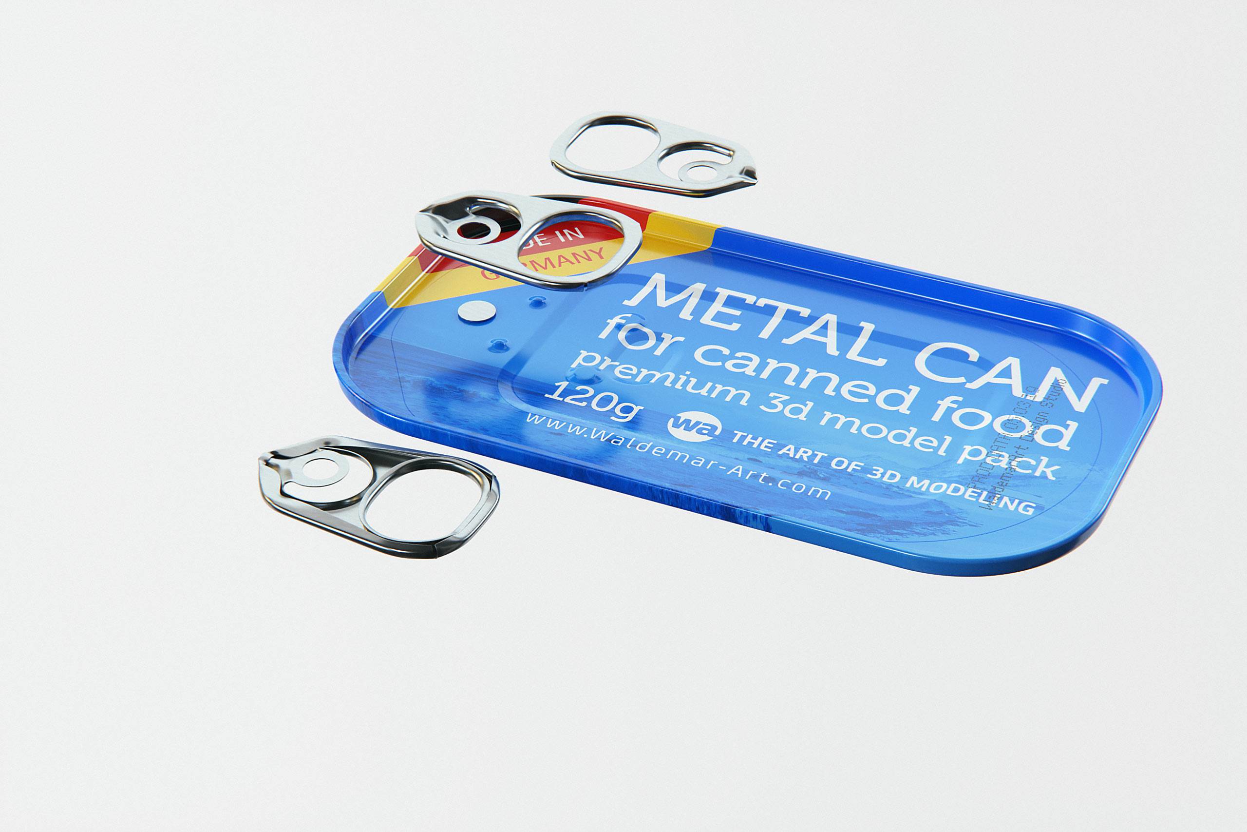 Packaging 3D model of the Metal can 120g for canned food with pull tab